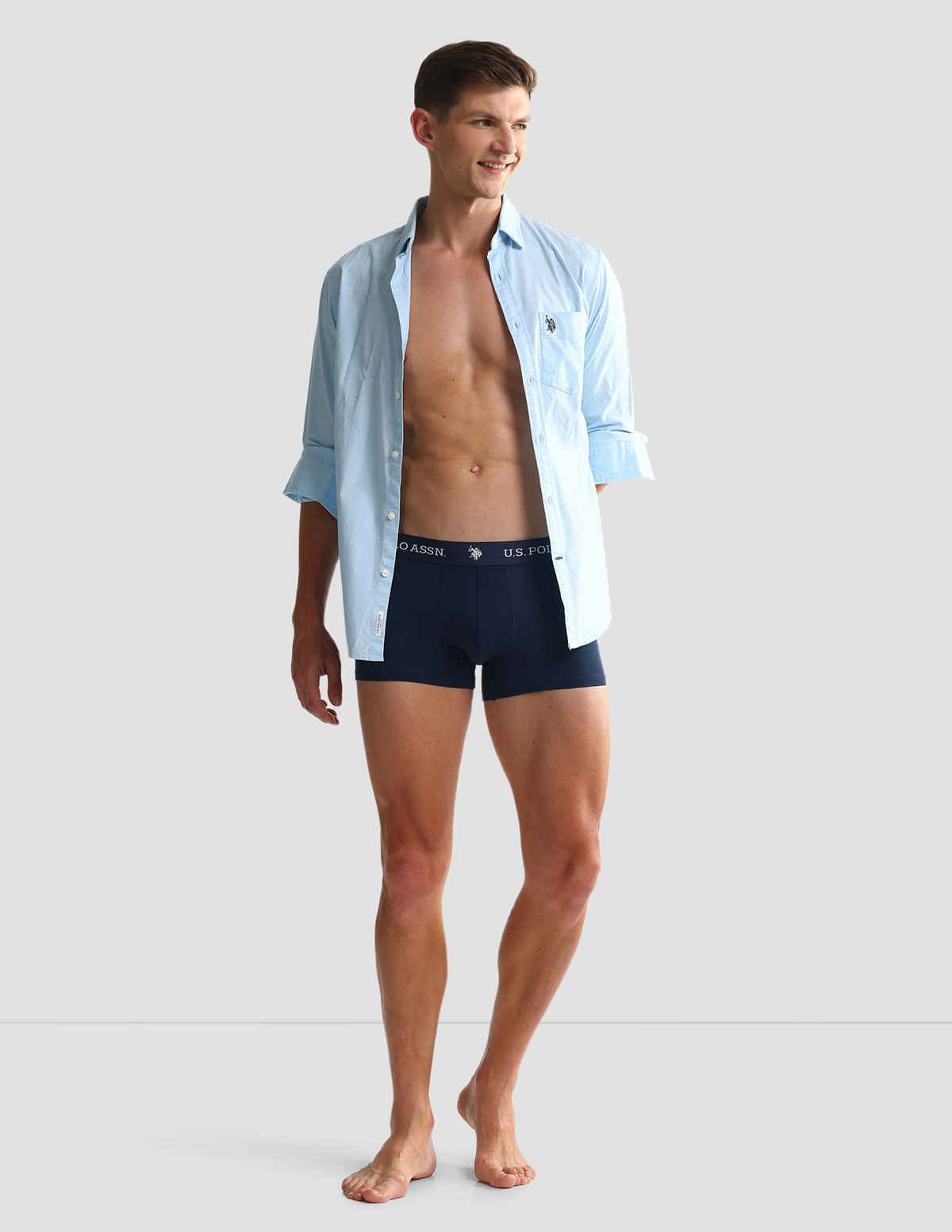 U.S. Polo Assn. Elastic Waistband Ribbed Solid OET10 Trunks - M