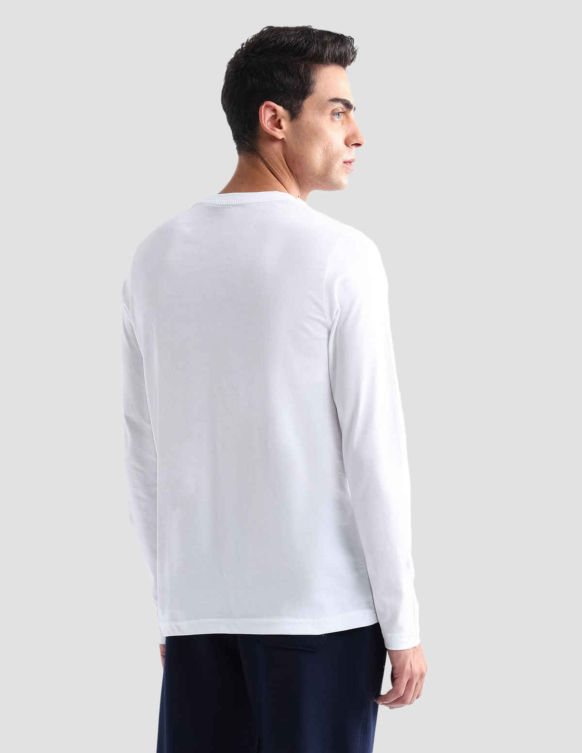 USPA Pure Cotton Long Sleeve Lounge T - Shirt For Men - White - M