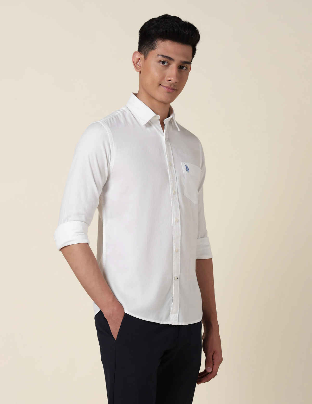 USPA Dobby Cotton Shirt for Men Tailored Fit - White