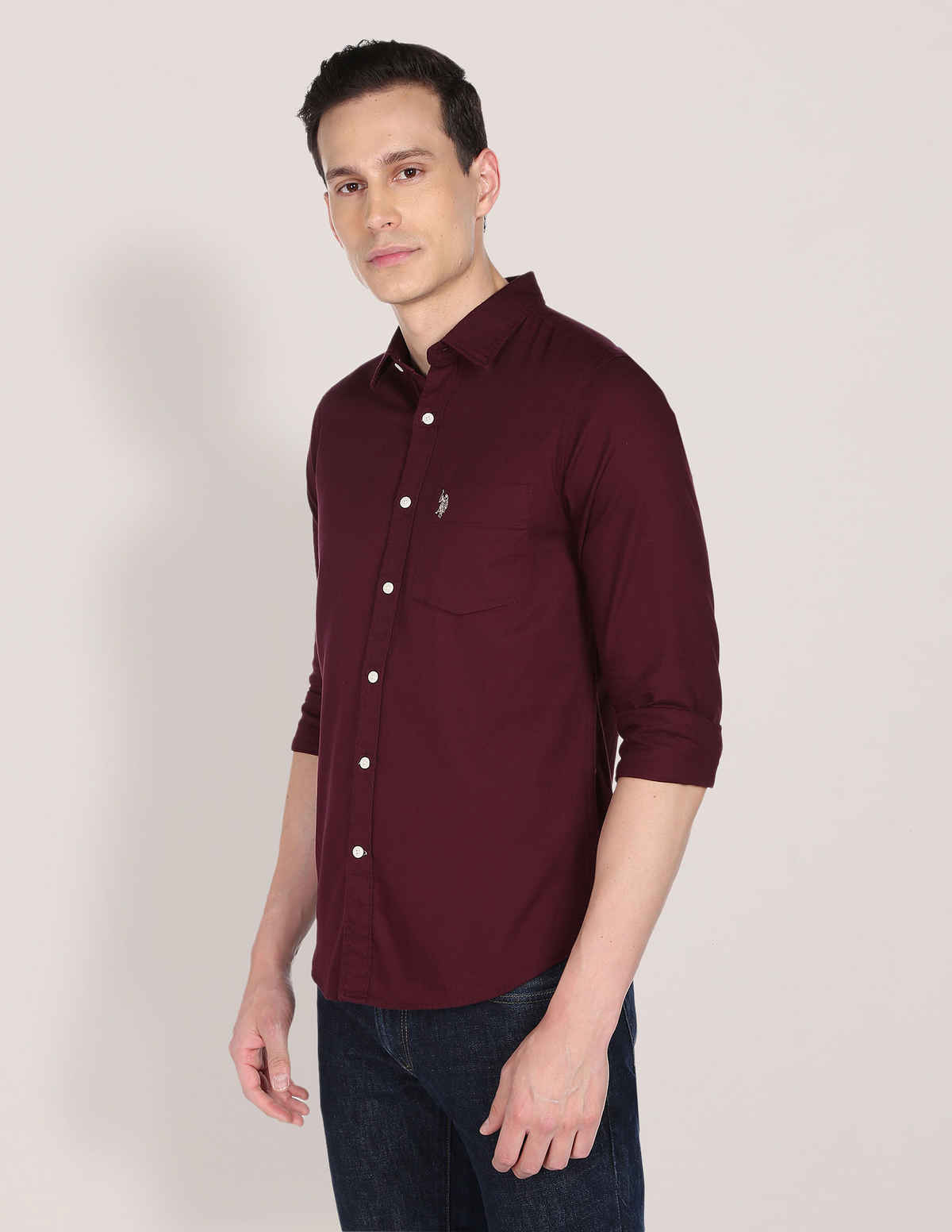 USPA Cotton Regular Fir Shirt For Man - Wine
