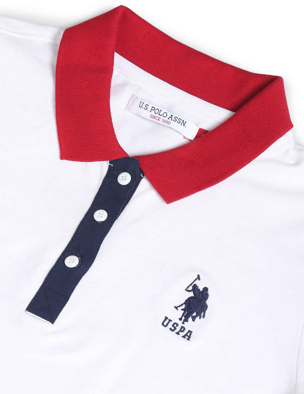 U.S. Polo Assn. Women's Contrast Collar Solid Polo Shirt | White - S