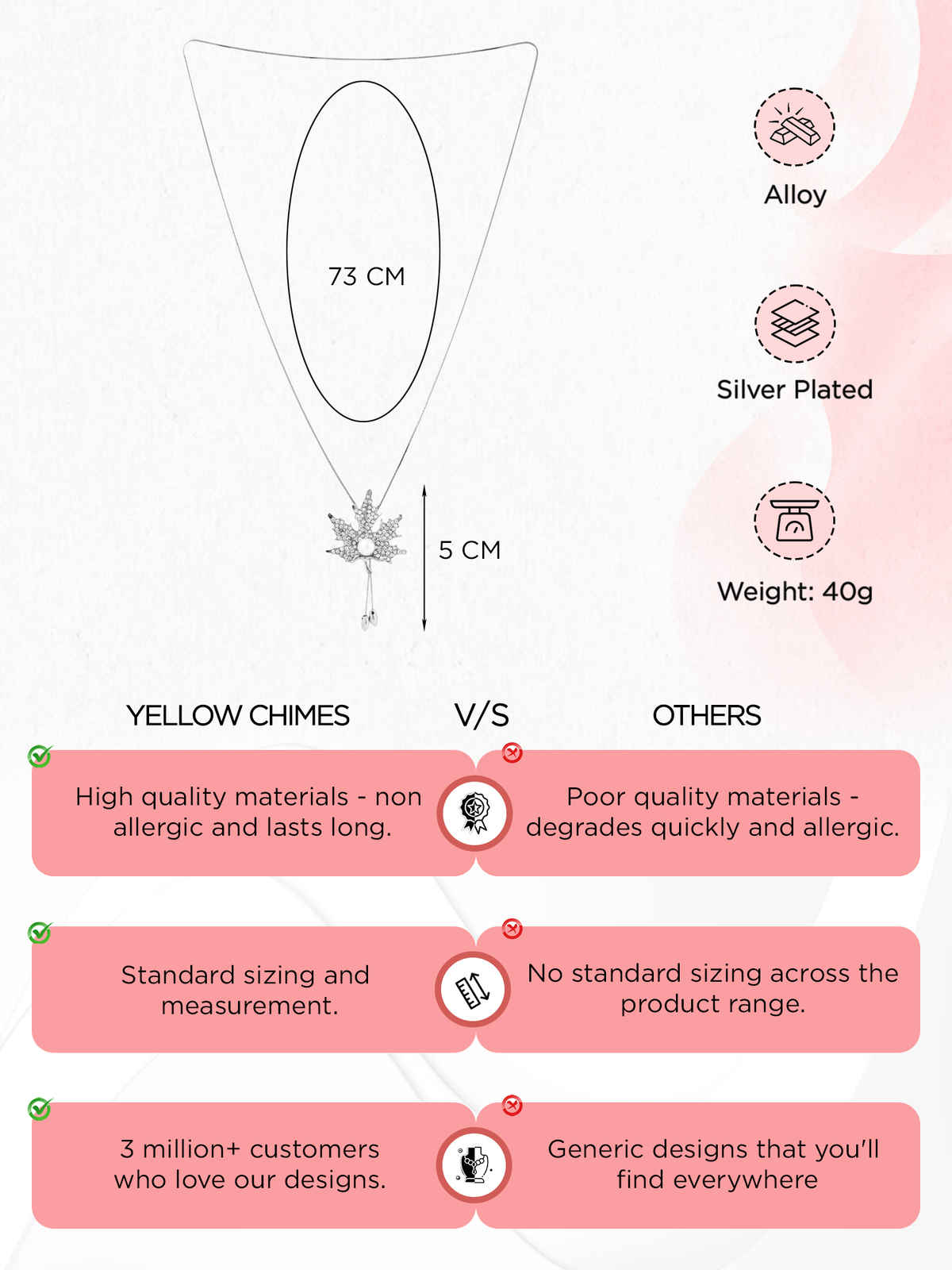 Yellow Chimes Silver-Toned Silver-Plated Necklace