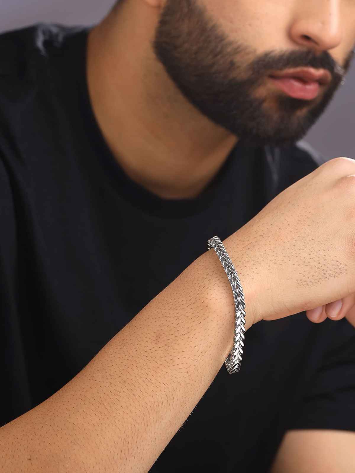 Yellow Chimes Silver Stainless Steel Bracelet for Men