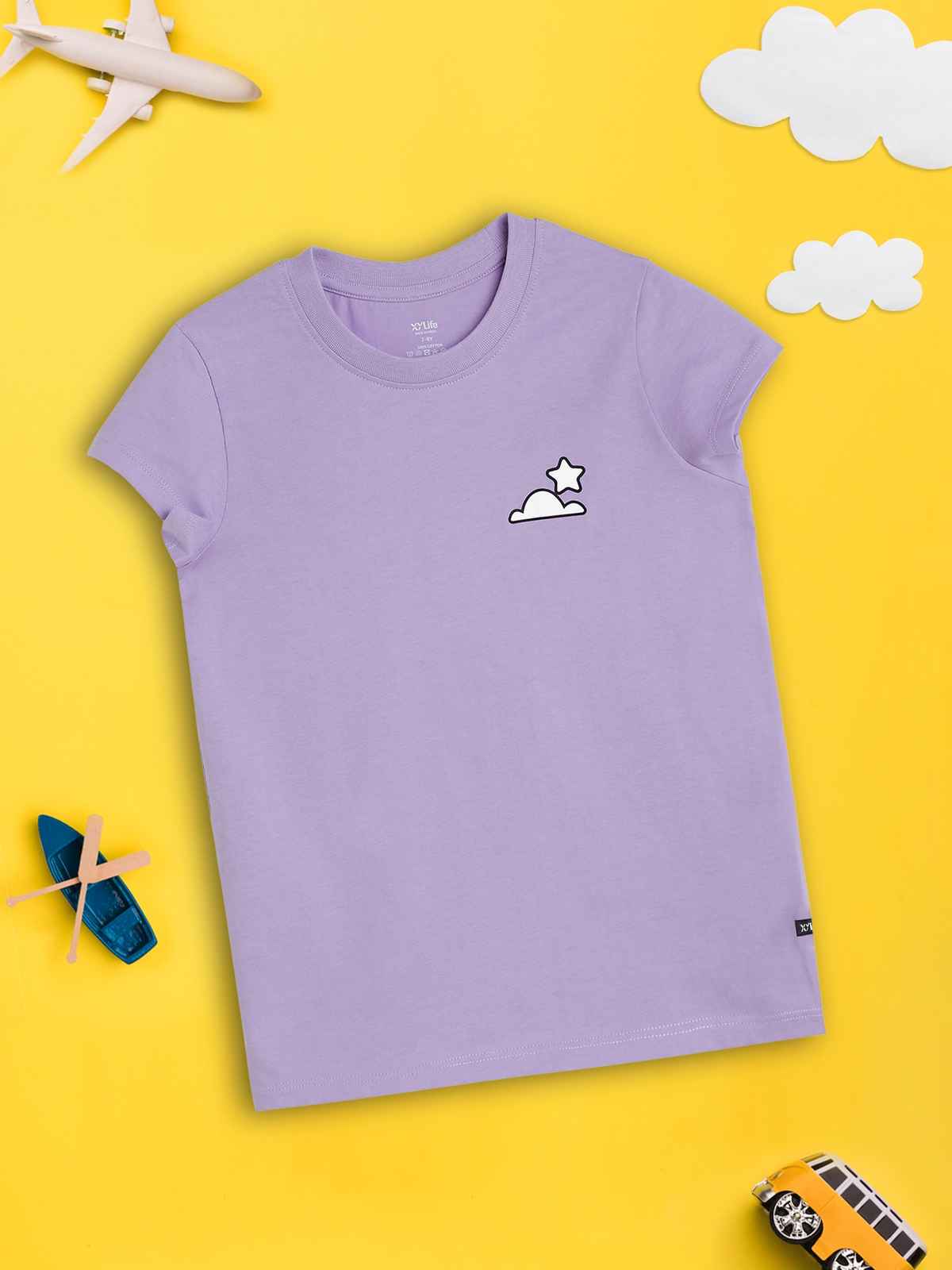 XY Life Girl's Playmate Intelliease Combed Cotton T-shirt | Star Cloud - 11 to 12 years