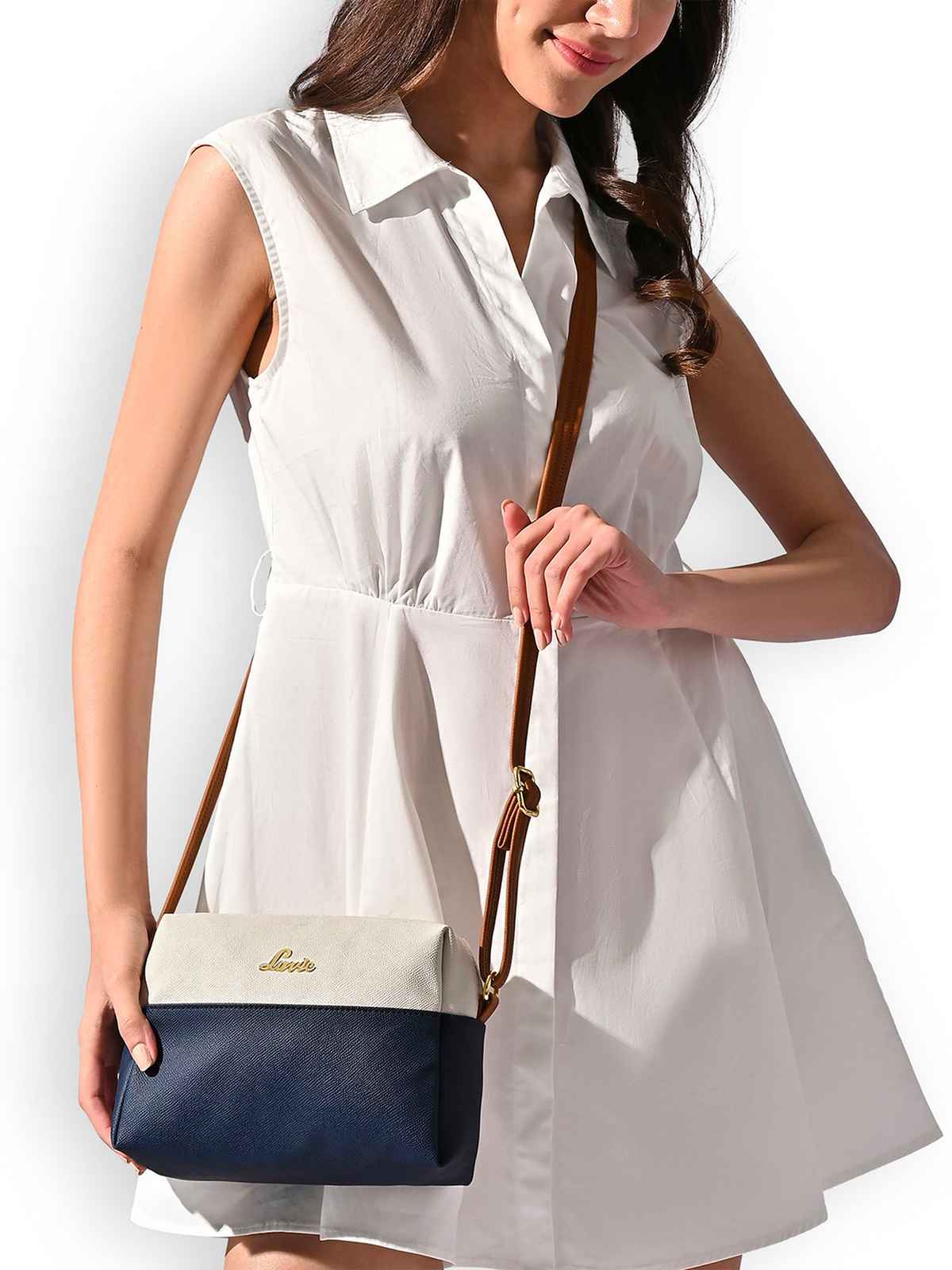 Lavie Women's Ellen Horizontal Cross Body Sling Bag | Ladies Purse Handbag | Navy