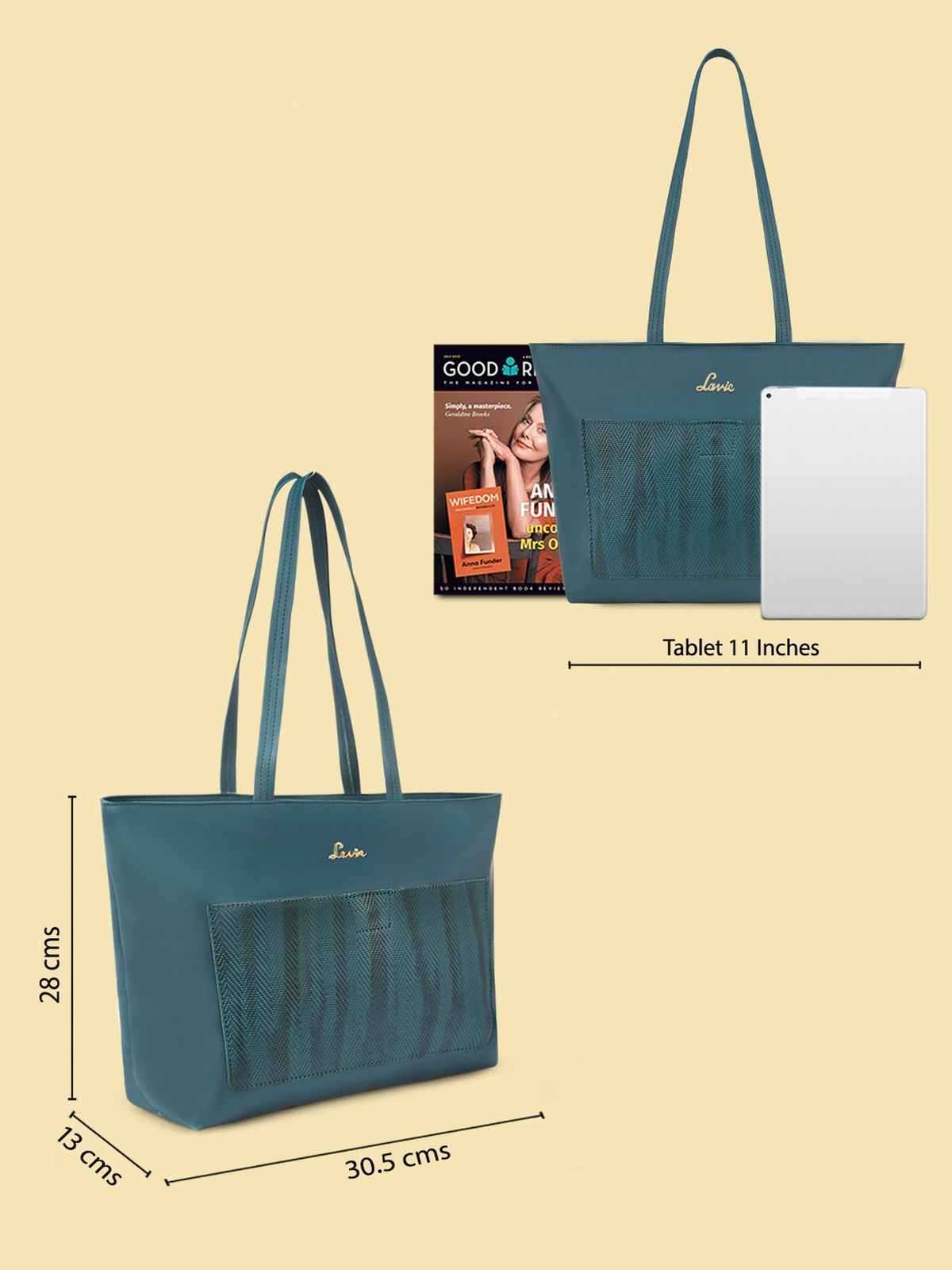 Lavie Women's Synthetic Tote Handbag | Textured Design | Large | Green