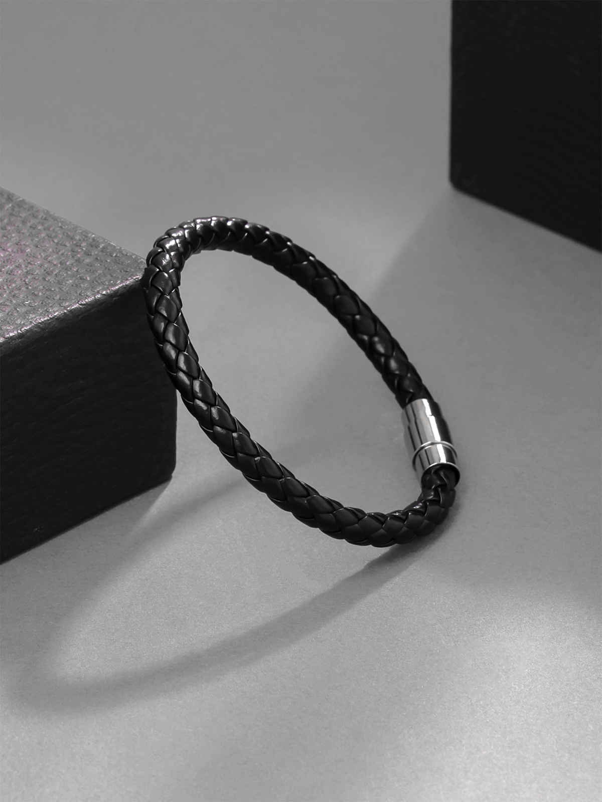 Yellow Chimes Multi-Layered Leather Bracelet Set for Men