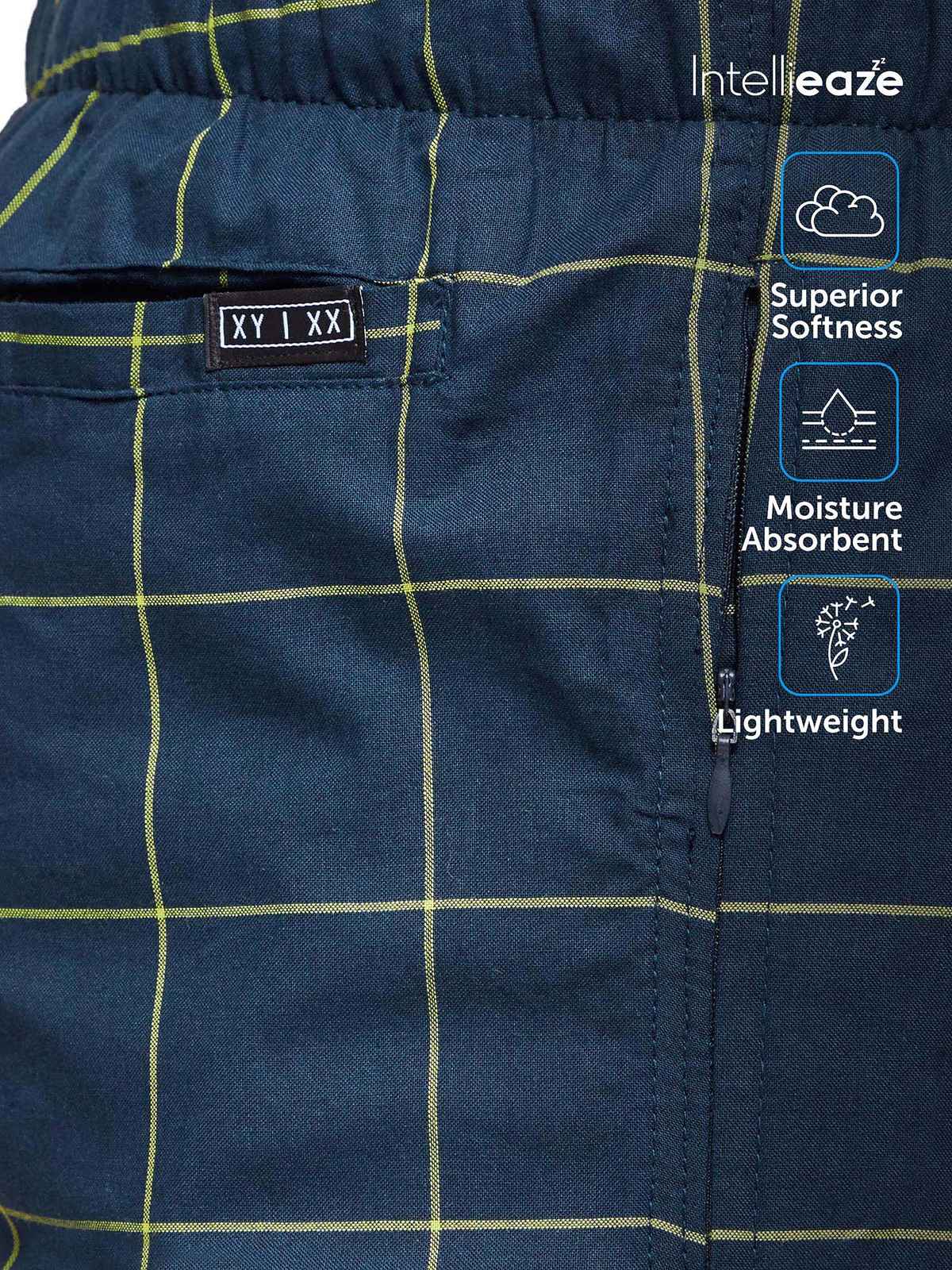 XYXX Checkmate 100% super combed cotton Checks Pyjama Relaxed Fit | 2 Side pockets | Navy- M