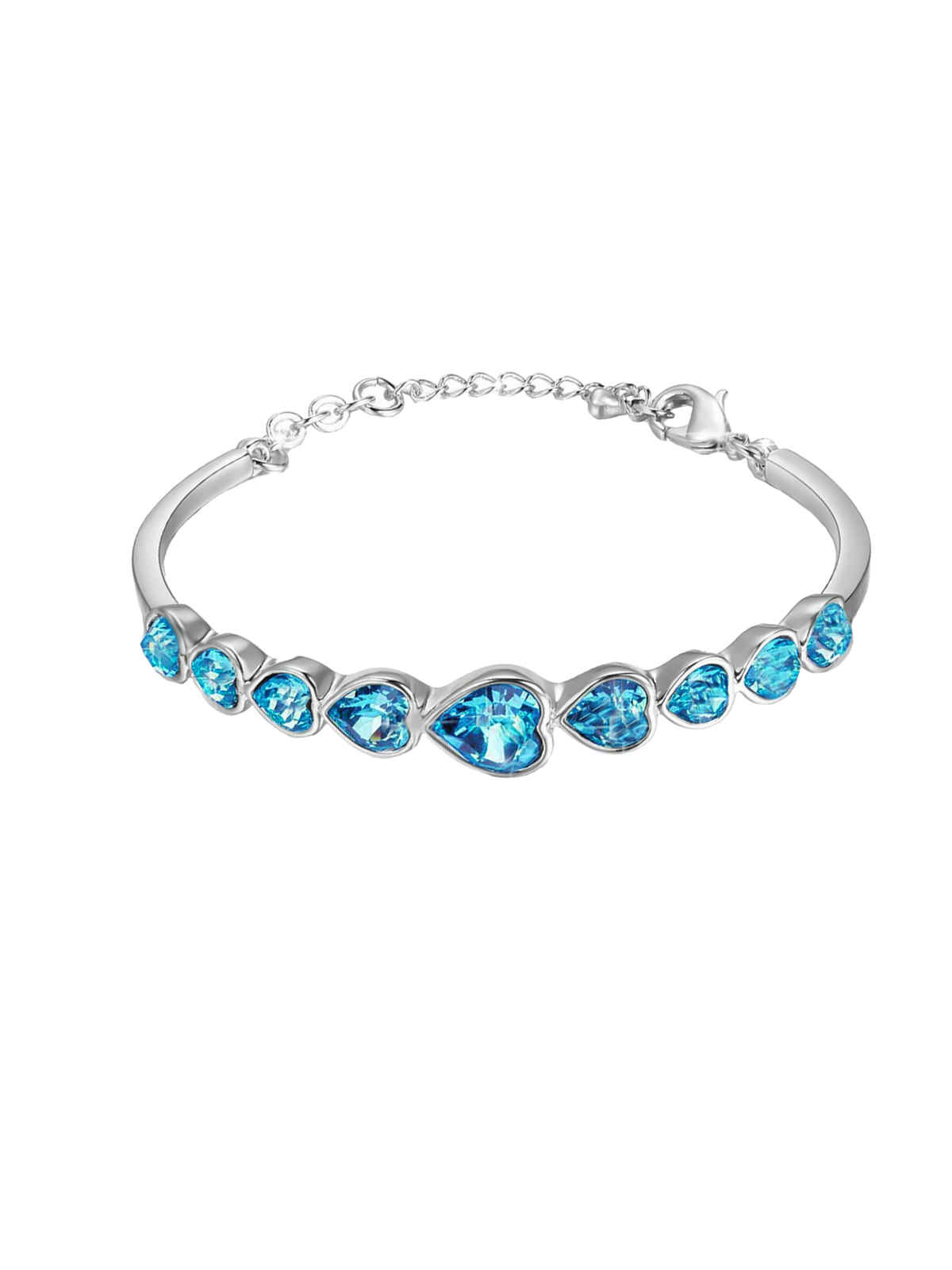 Yellow Chimes Women Crystal Bracelets | Heart Shaped | Blue CZ Crystals