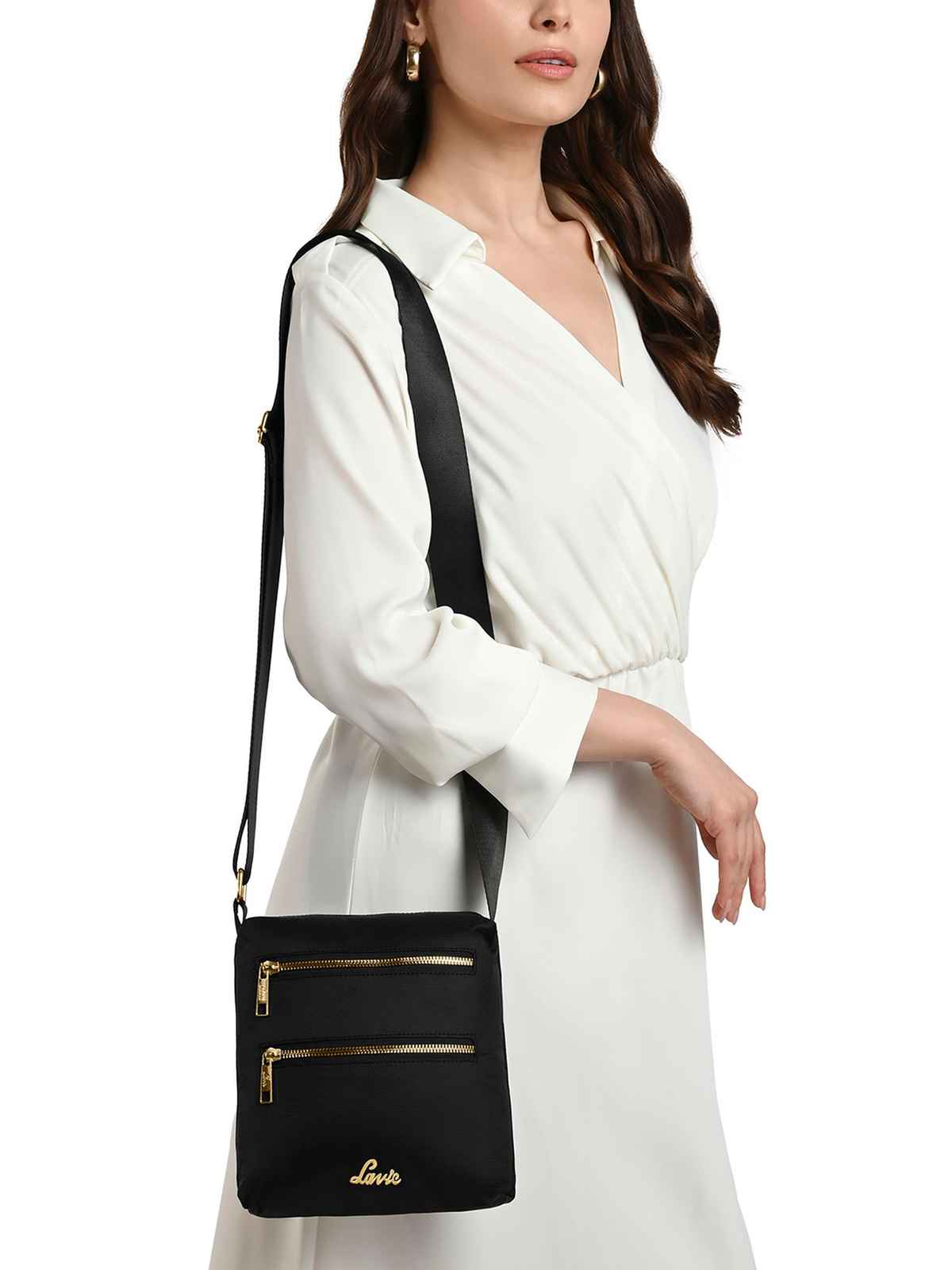 Lavie Women's Miko Top Zip Cross Body Sling Bag | Ladies Purse Handbag | Black