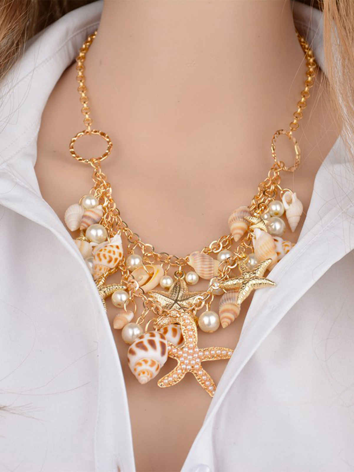 Yellow Chimes Fashion Choker Necklace with Pearls - Perfect Birthday Gift for Women