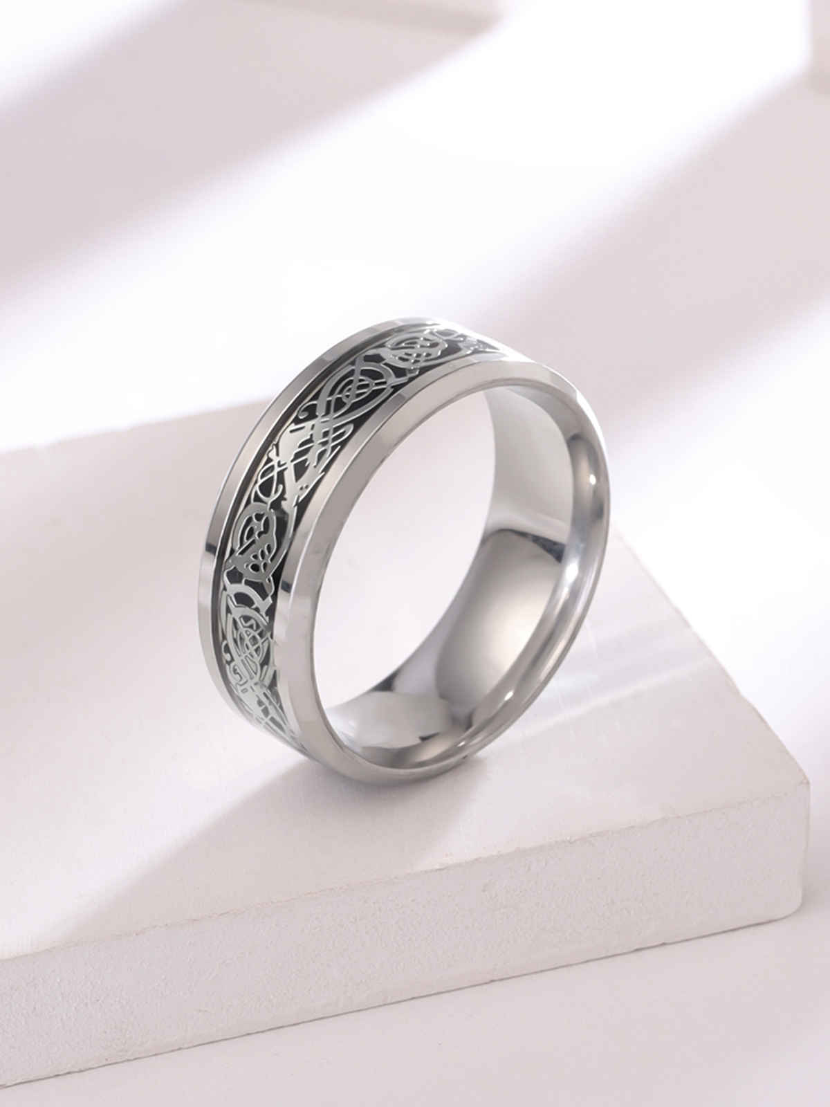 Yellow Chimes Dragon Celtic Design Silver Ring for Men