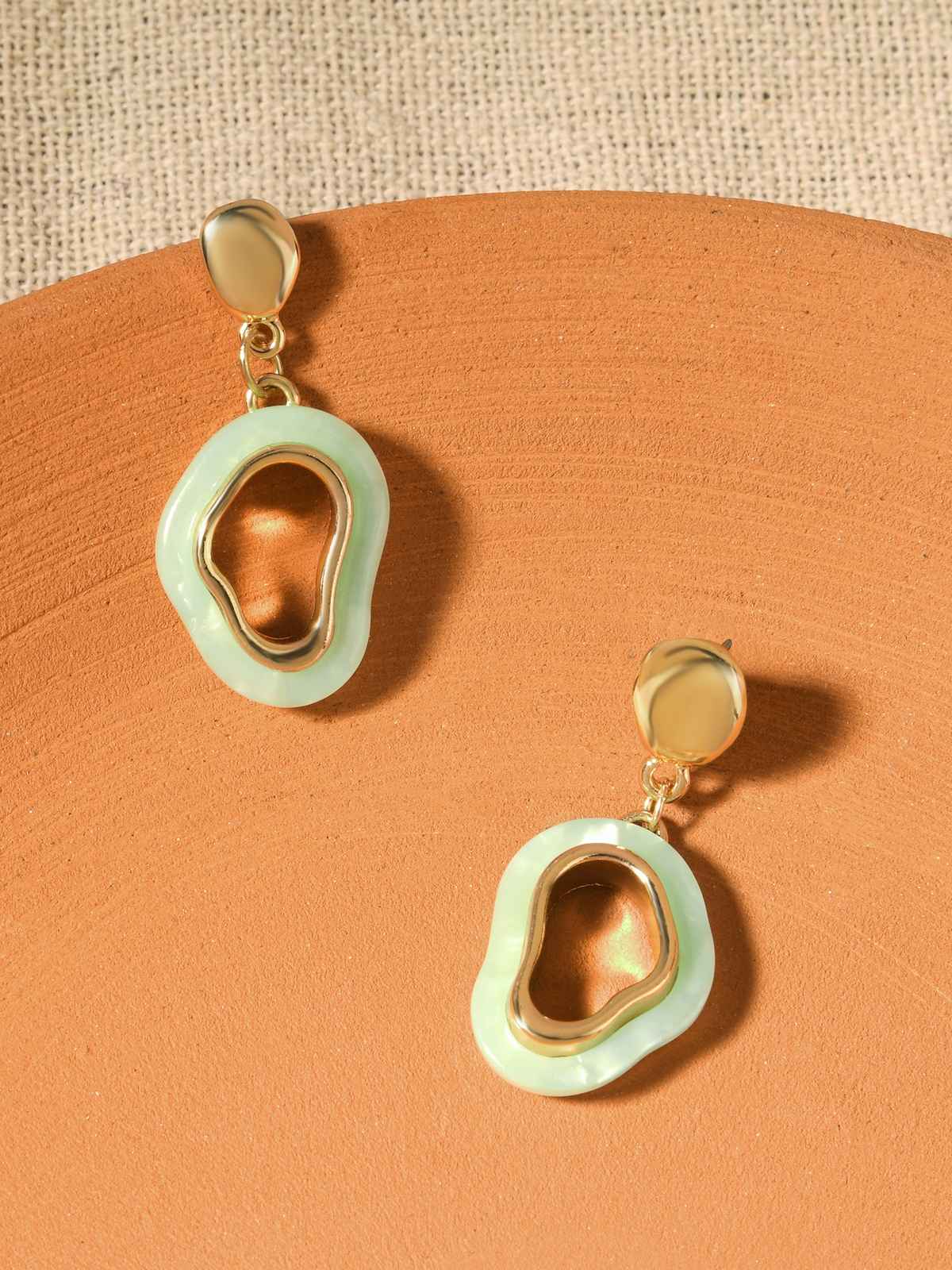 Accessorize London Women's Green Resin Inlay Drop Earrings - Green