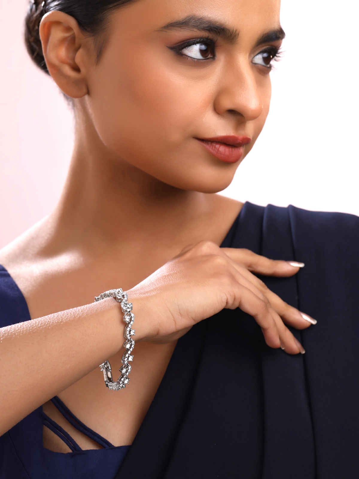 Yellow Chimes Women Crystal Bracelets | Silver Toned | CZ Crystals