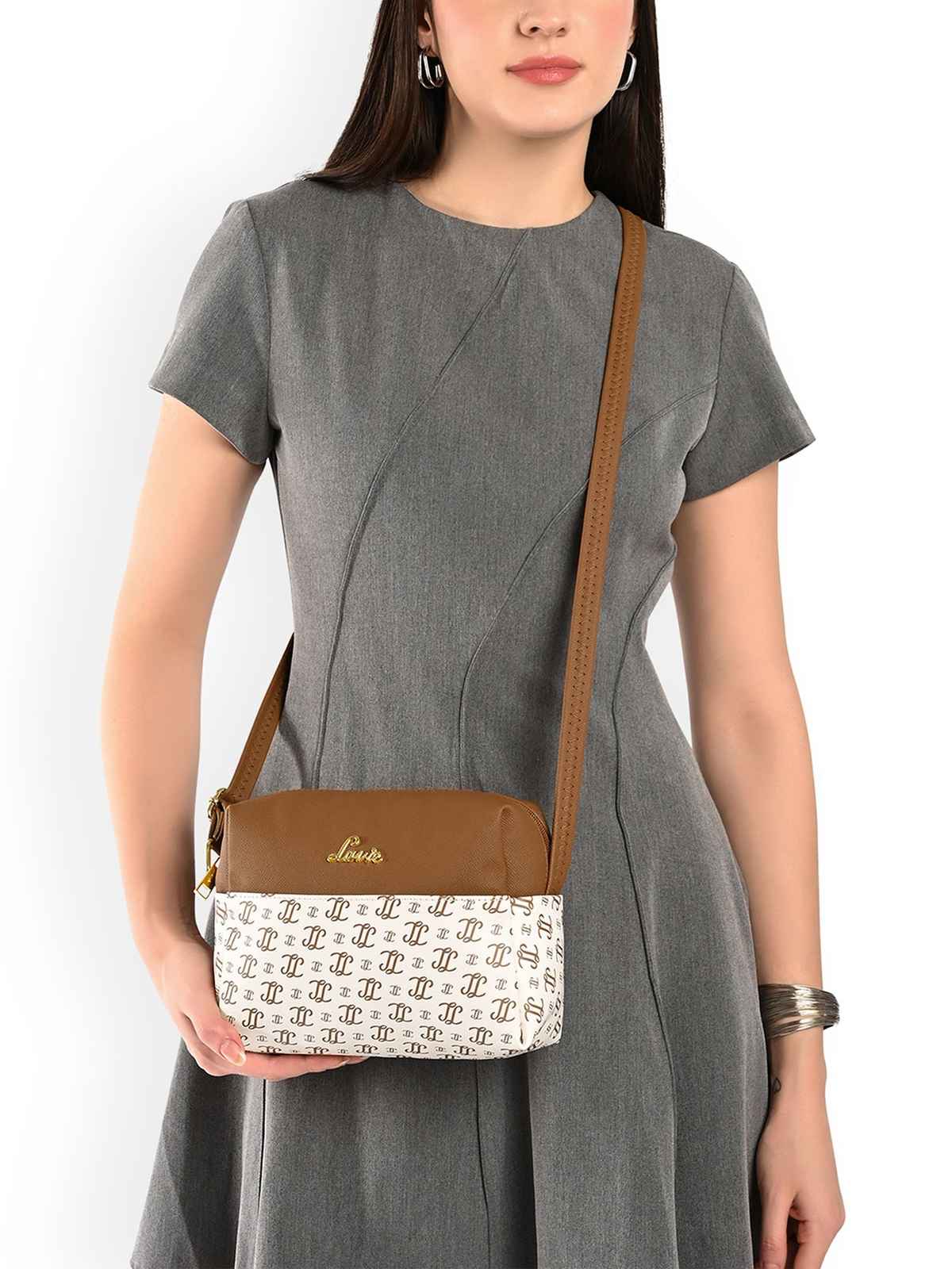 Lavie Women's Mono Ll Senna Box Crossbody Sling Bag | Ladies Purse Handbag | Off White