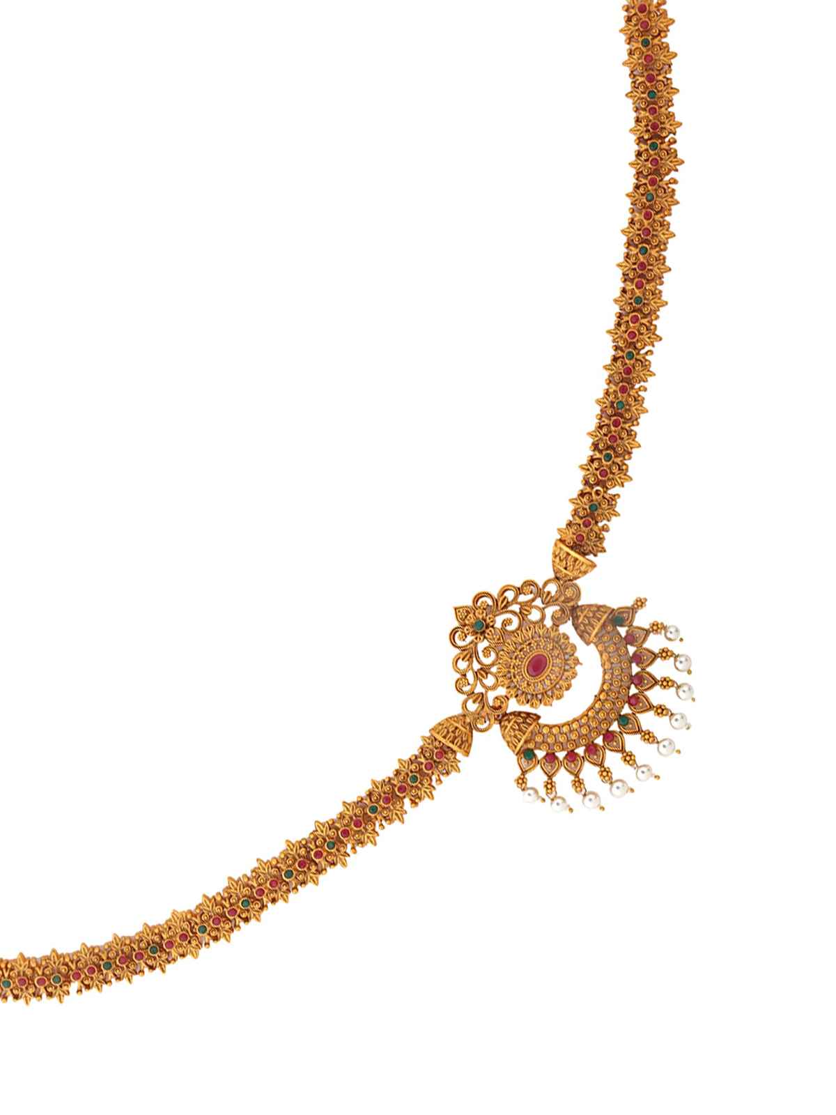 Yellow Chimes Gold Plated Multicolored Crystal Bridal Kamarbandh