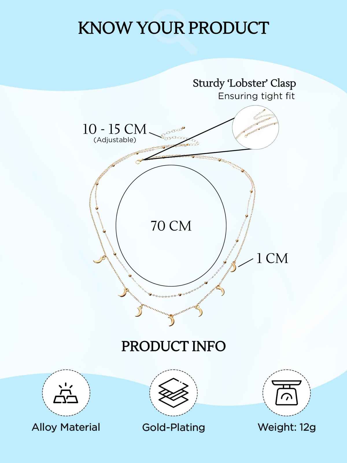 Unwind By Yellow Chimes Gold-Toned Multilayered Crystal Studded Moon Charm Waist Chain