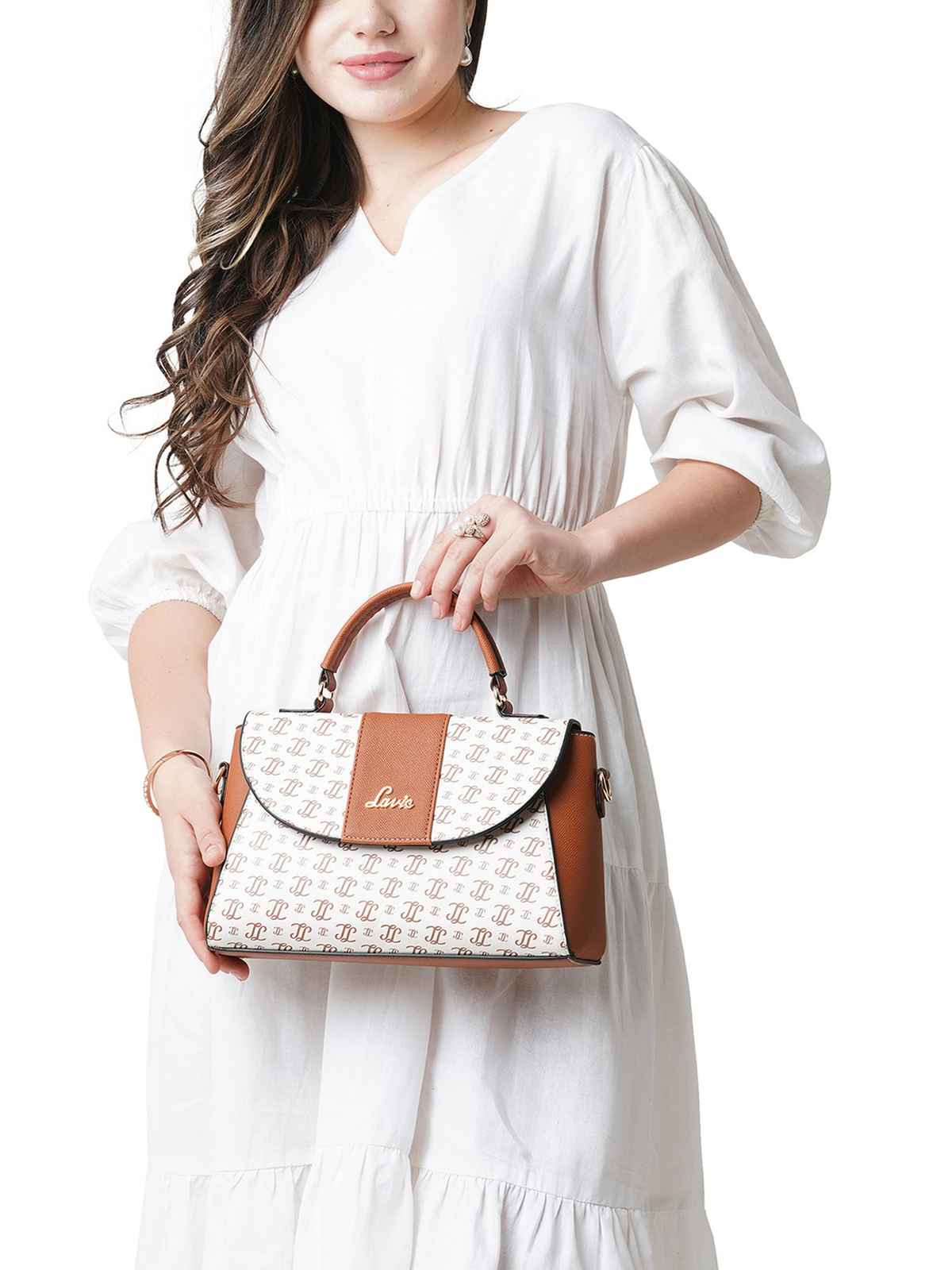 Lavie Women's Mono LL Becky Flap Satchel Handbag | Offwhite