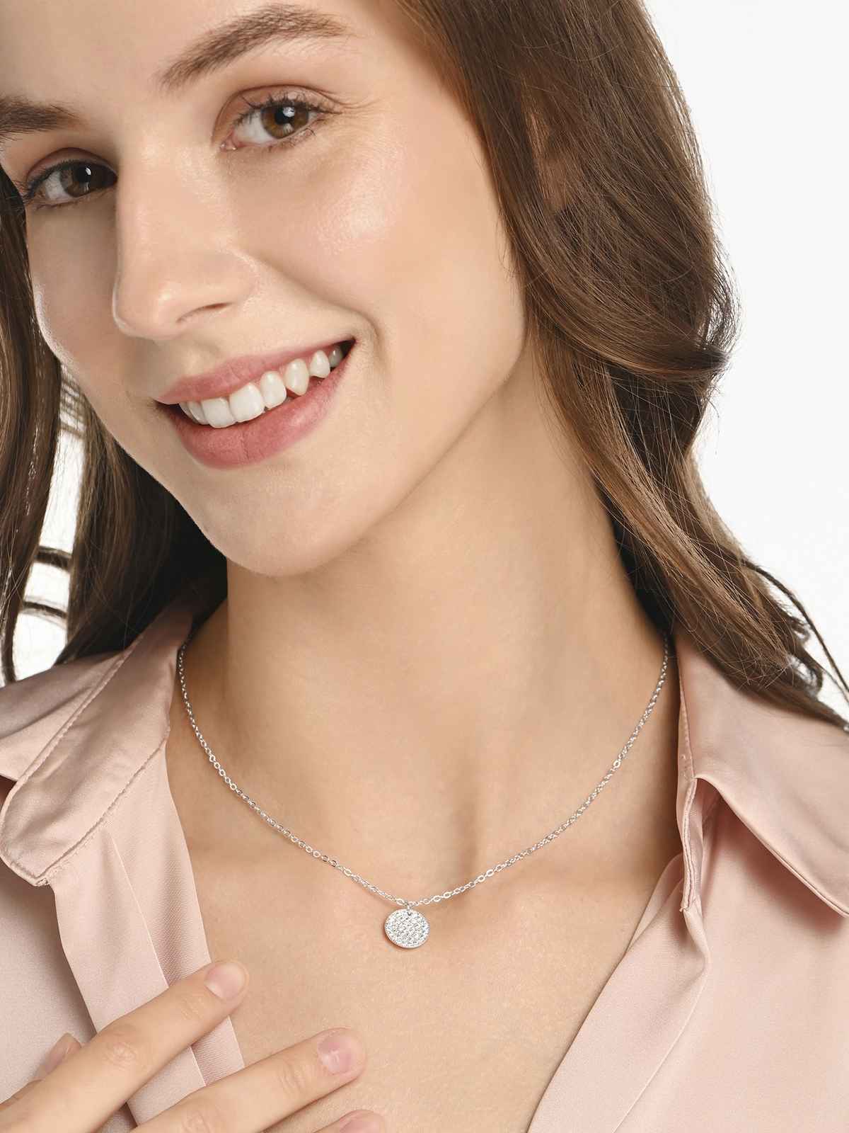 Accessorize London Women Silver-plated Spark Circ Slid Necklace