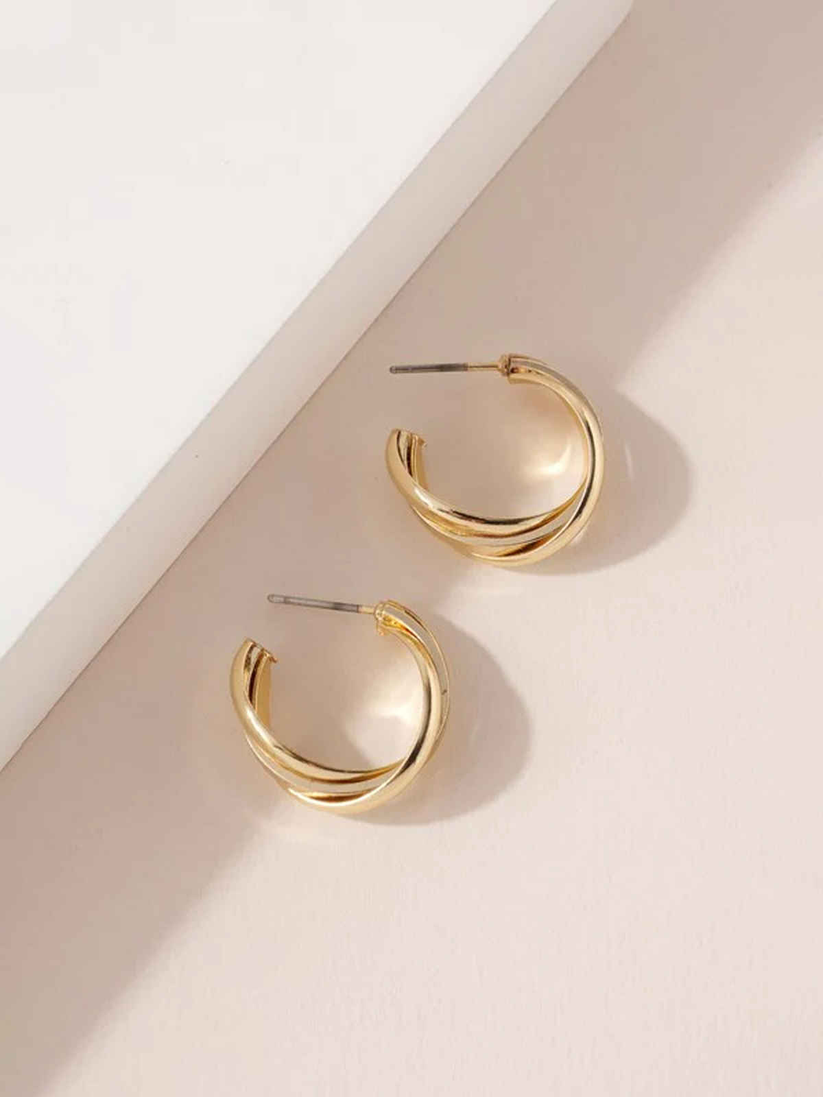 Unwind By Yellow Chimes Gold-Toned Contemporary Half Hoop Earrings