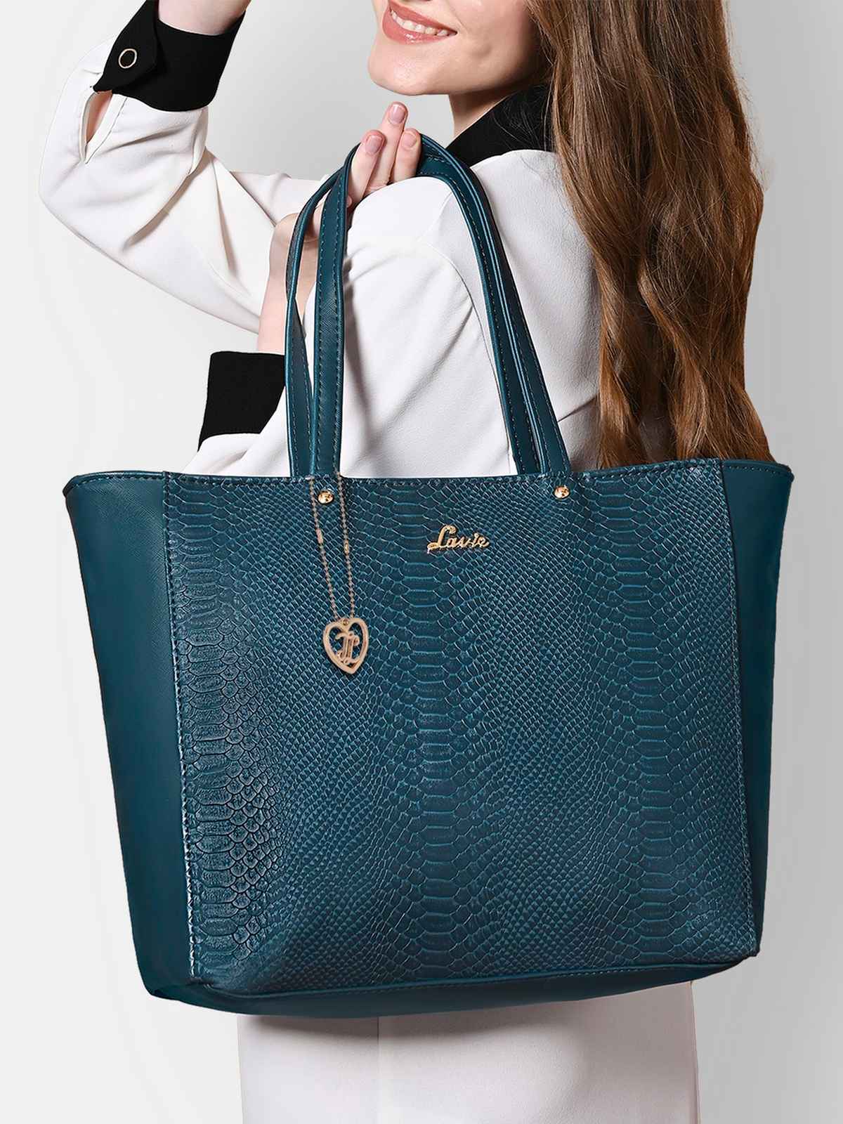 Lavie Women's Croc Nov Tote Handbag | Tote Bag For Work | Ladies purse | Shoulder Bag | Green