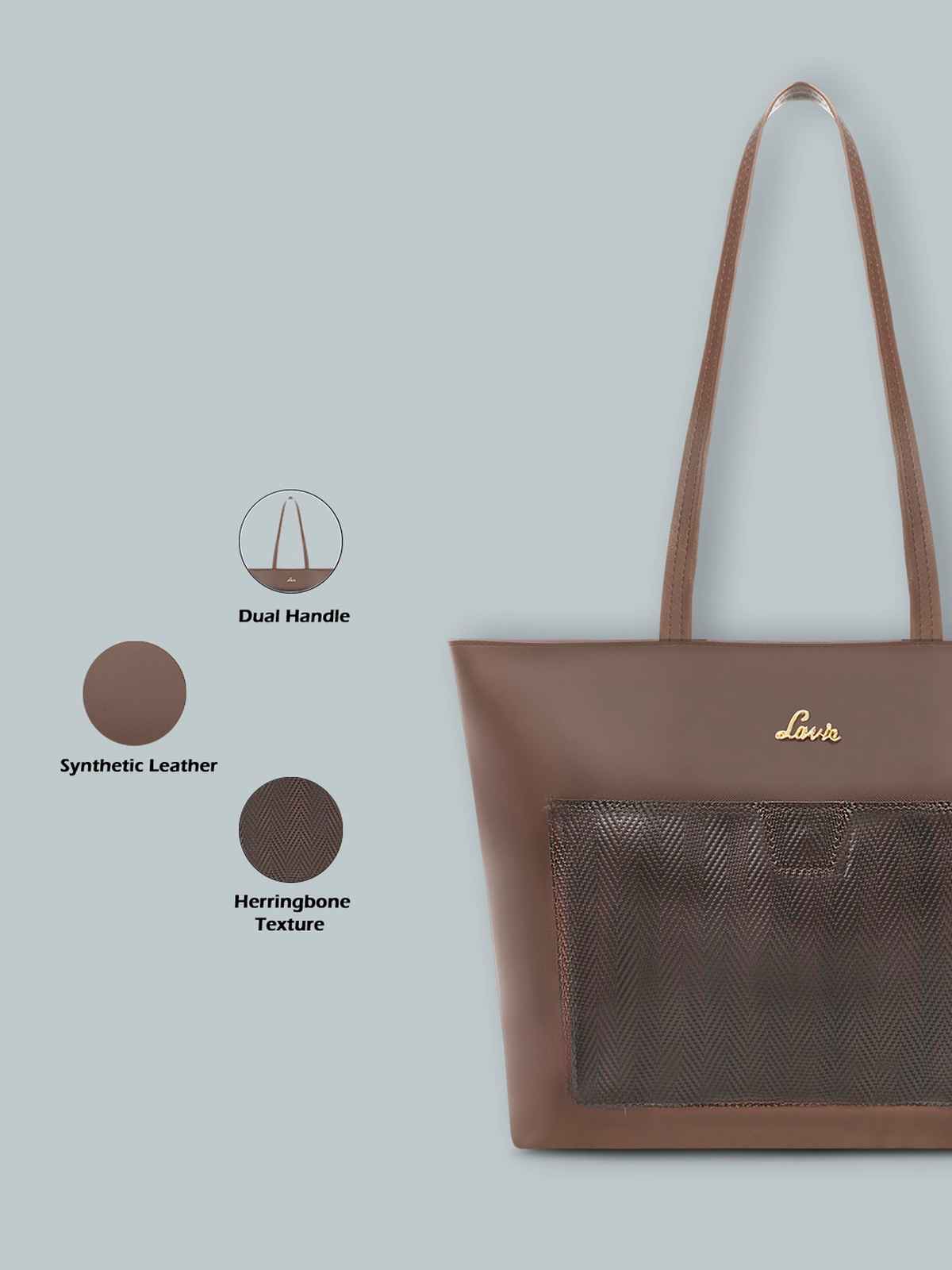 Lavie Women's Birchy Synthetic Leather Tote Bag | Large | Choco