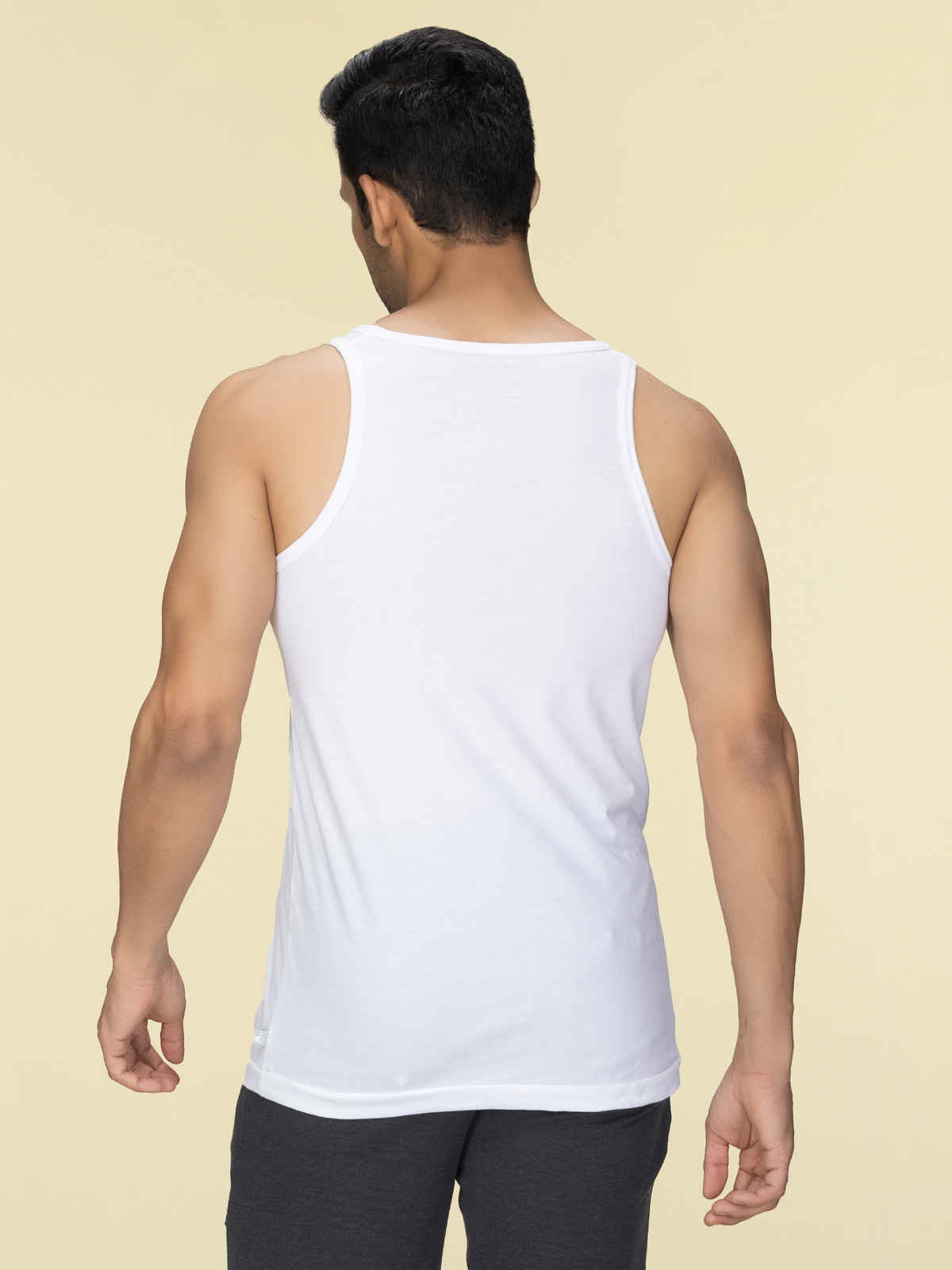 XYXX Men's Cotton Solid Polar White Vest|XXL