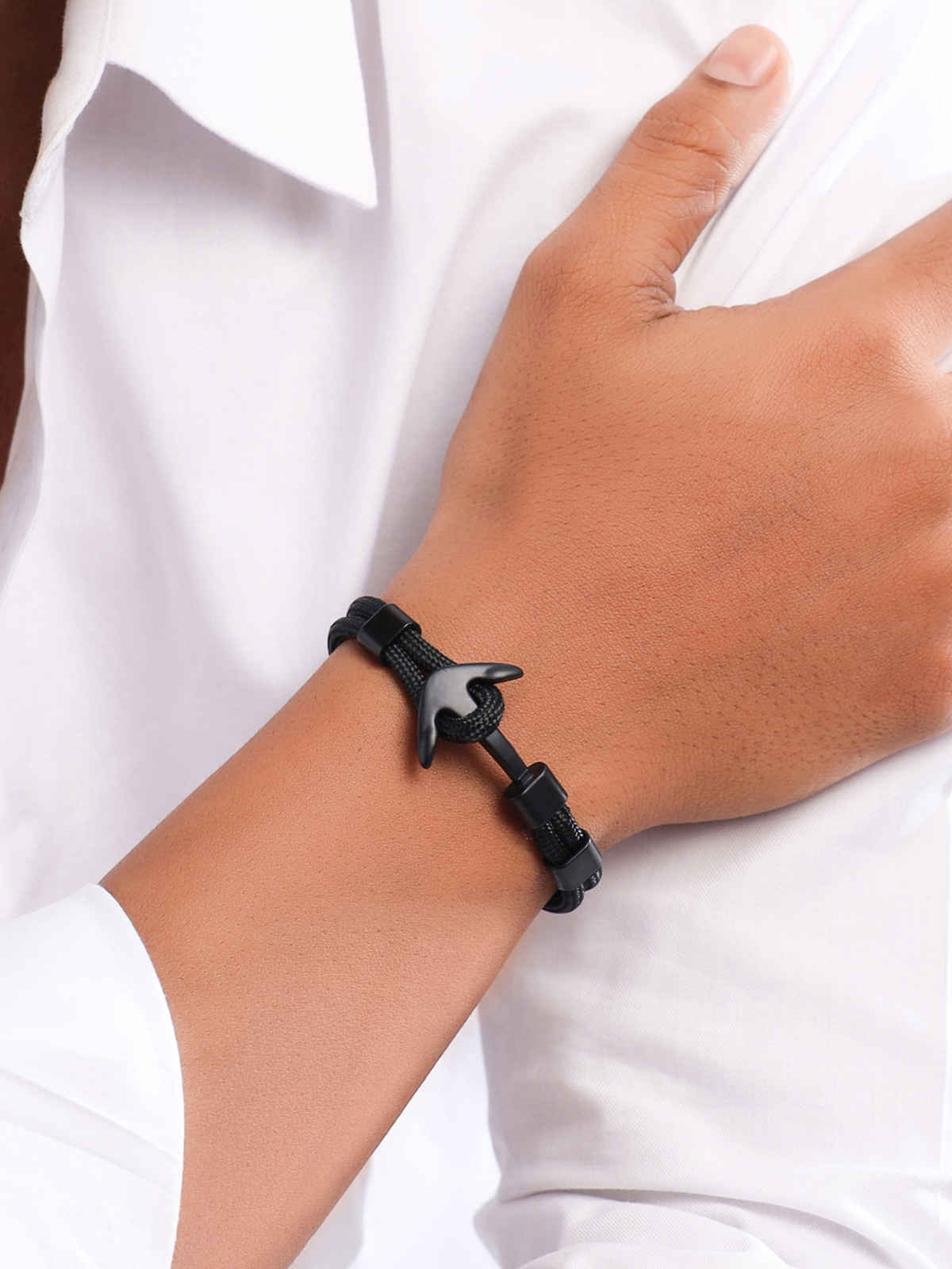 Yellow Chimes Adjustable Anchor Wrist Band Bracelet for Men