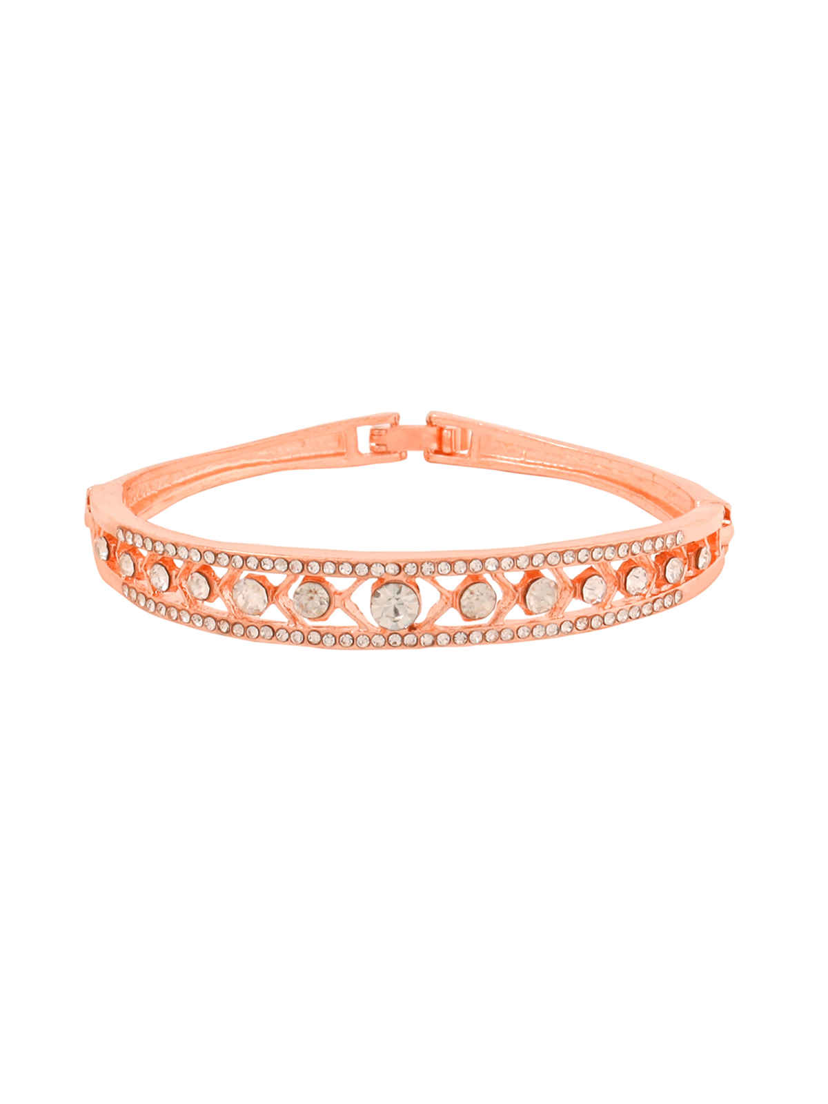 Yellow Chimes Rose Gold Plated Bracelets for Women with White CZ Crystals