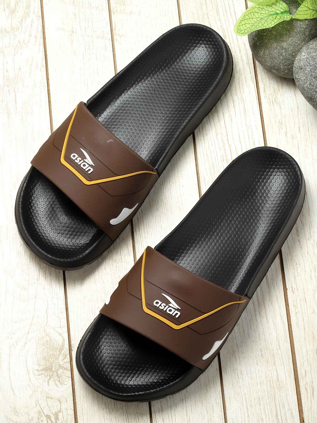 Asian Slider-31 Men Slides Brown-Black (Size-10)