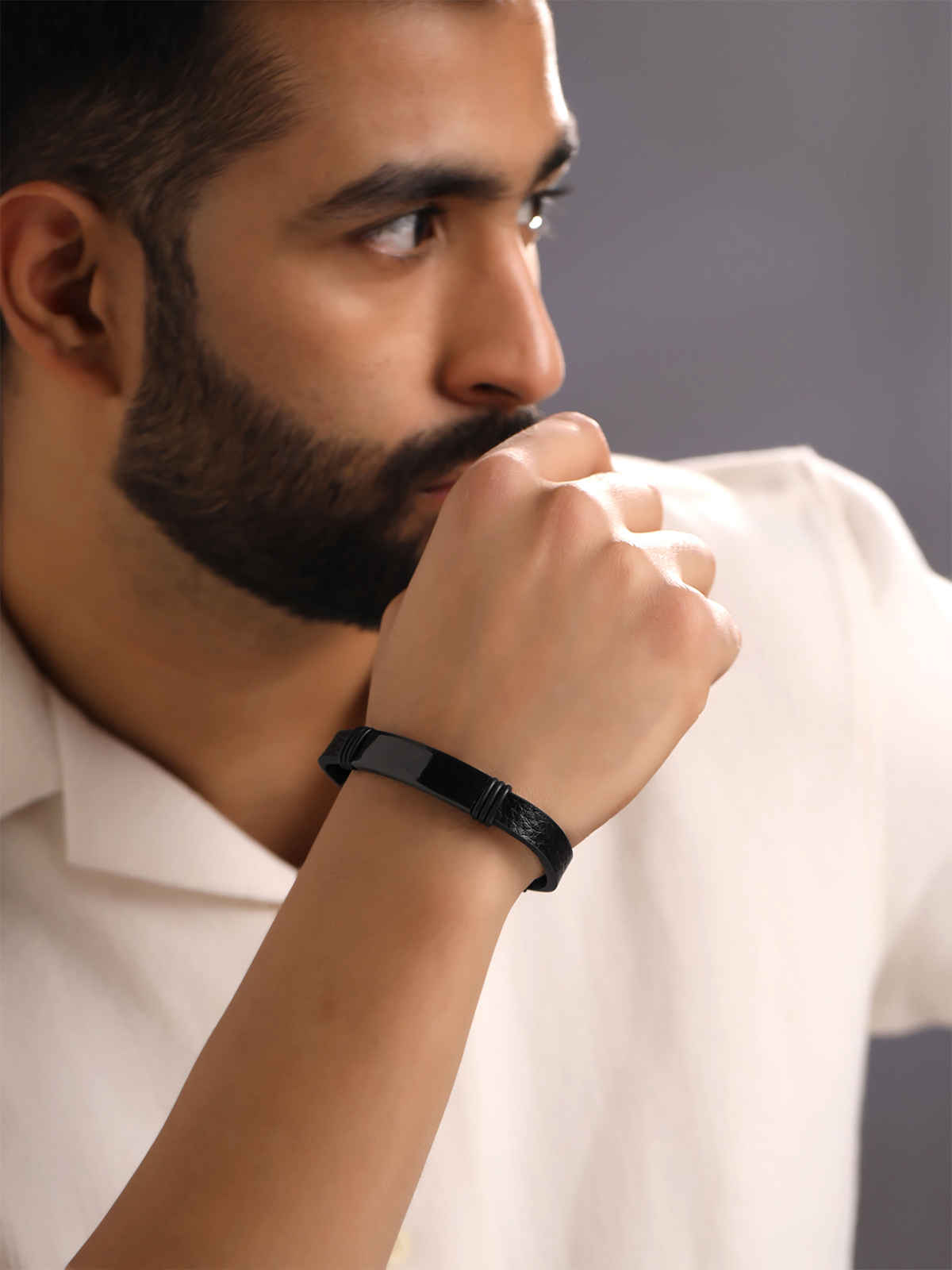 Yellow Chimes European Leather Band Bracelet for Men Stylish Gift