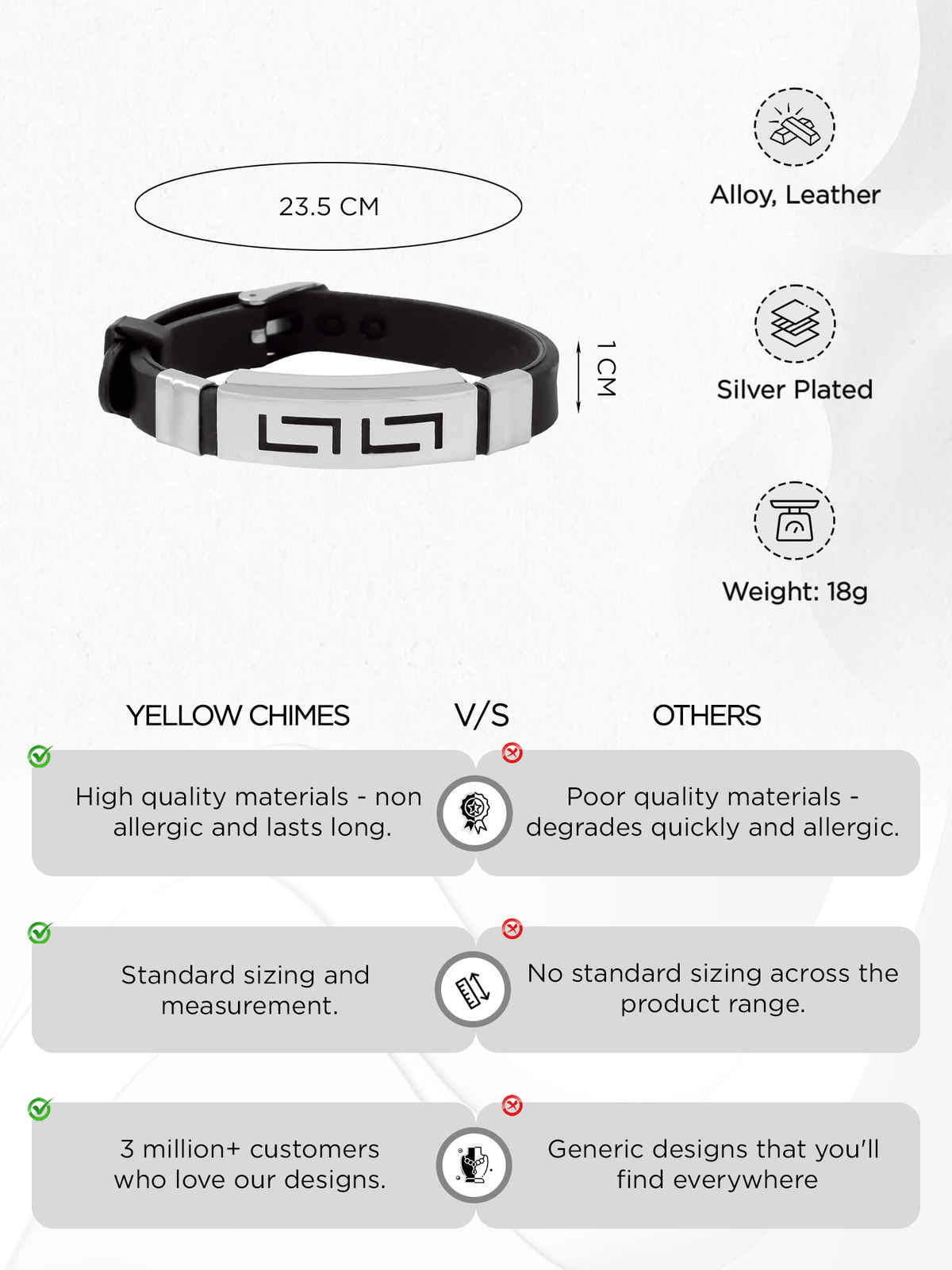 Yellow Chimes Silicon Type Bracelet for Men