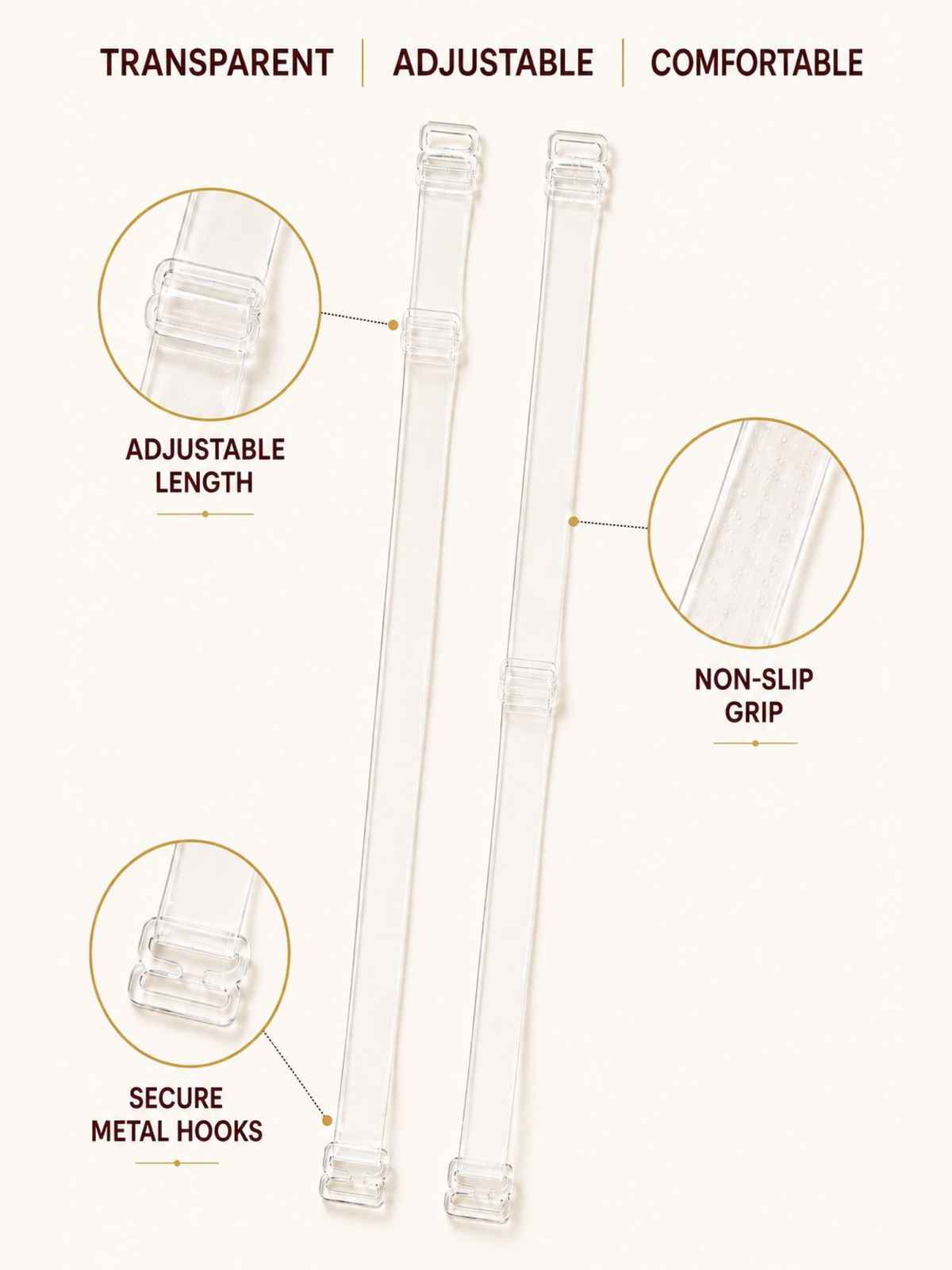 Secrets By ZeroKaata Women's Fashion Bra Strap Set | Silver & Transparent | Free Size