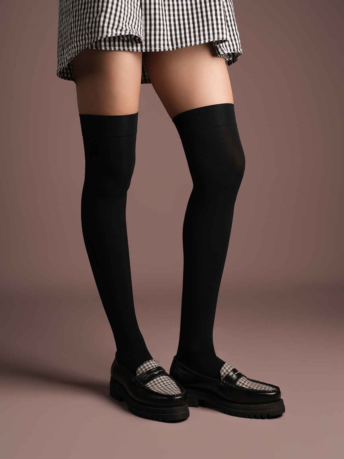 Theater Women's Charcoal Thigh High Stockings S - L