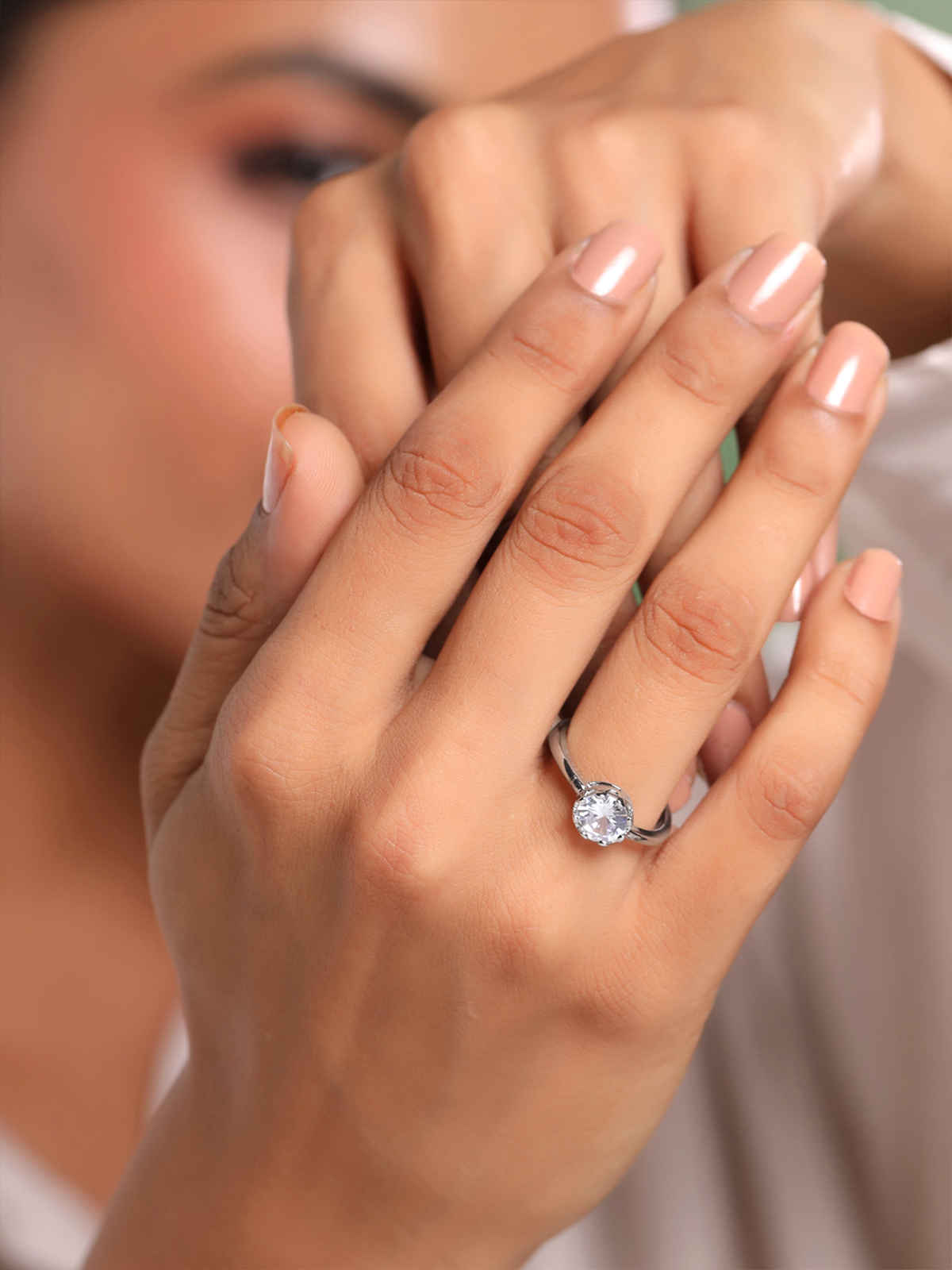 Yellow Chimes Adjustable Crystal Ring for Women