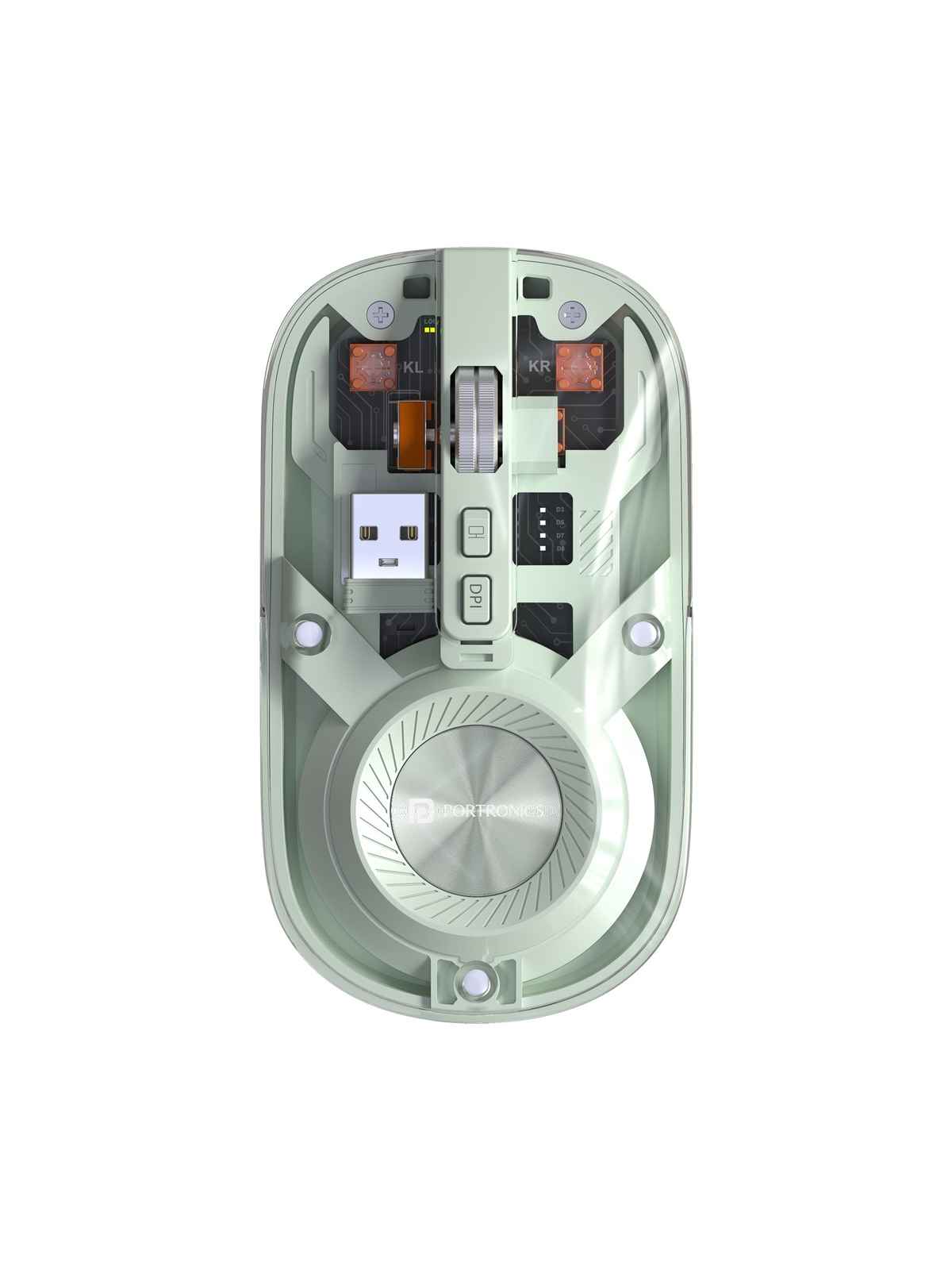 Portronics Toad 8 Transparent Wireless Bluetooth Mouse with Rechargeable Battery | Green