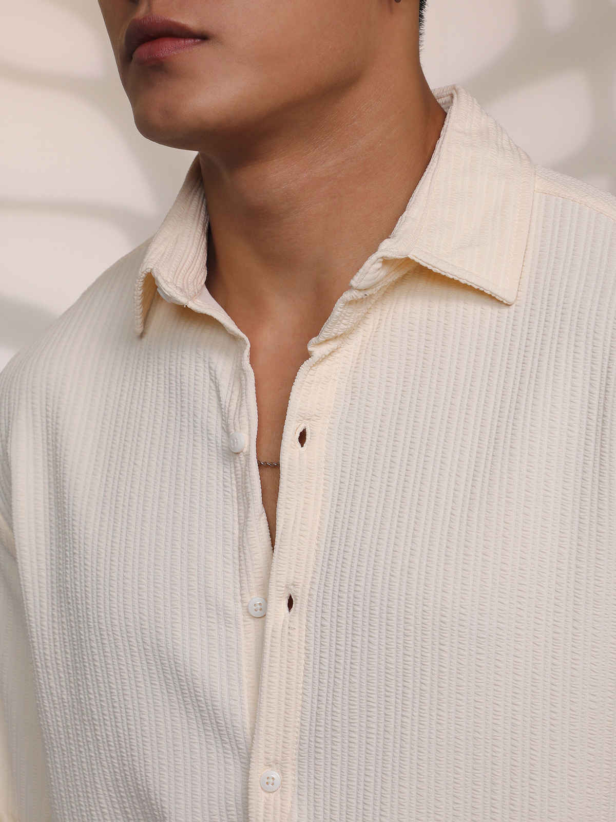 Campus Sutra Men's Stripe-Creased Shirt | Yellow - S