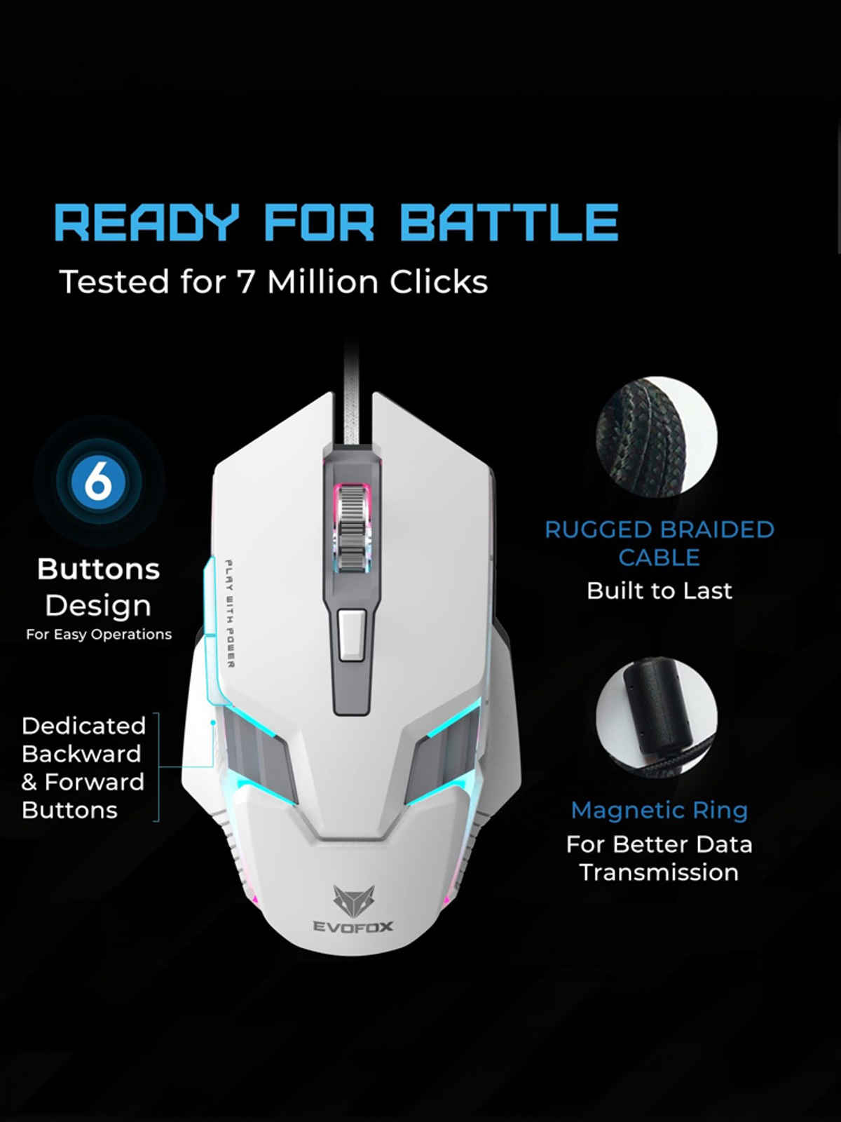 EvoFox Spectre Gaming Mouse USB - White