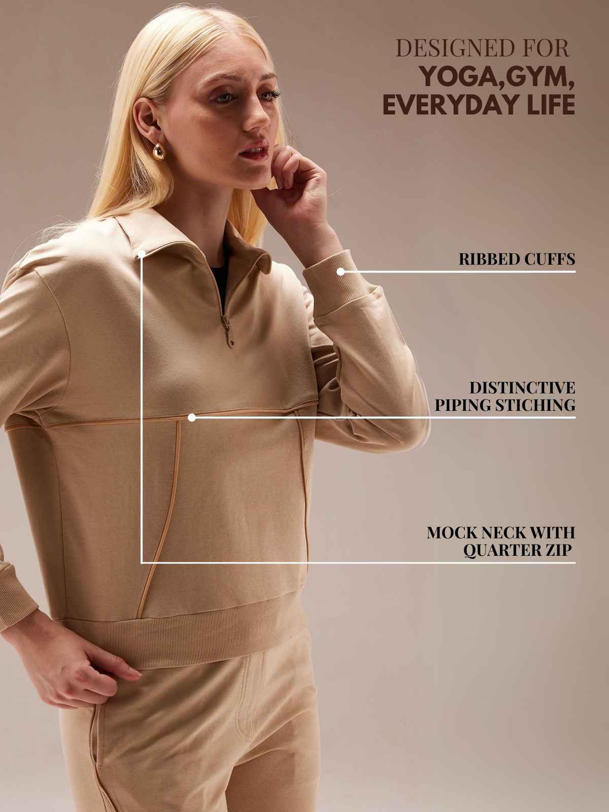Cava Women's Sweatshirt Urban Q-zip | Beige - XL
