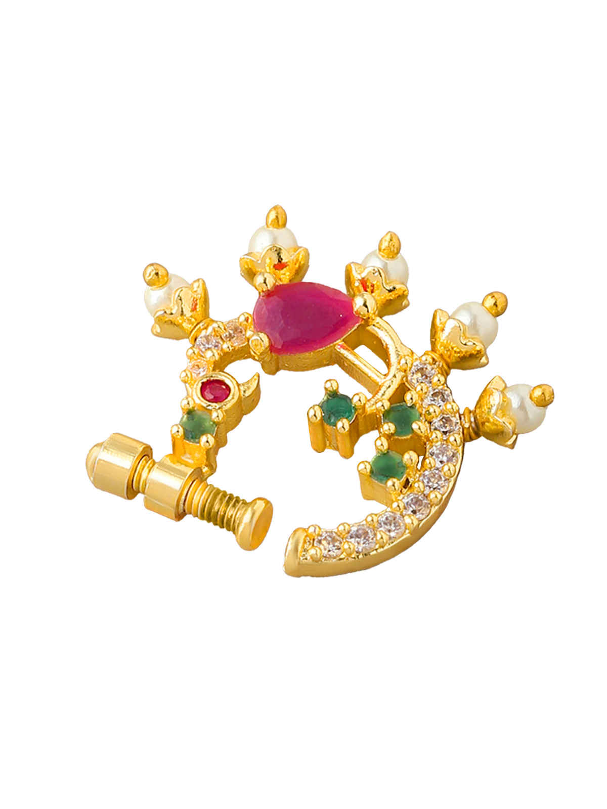 Yellow Chimes Gold Plated Non-Piercing Nose Ring for Women