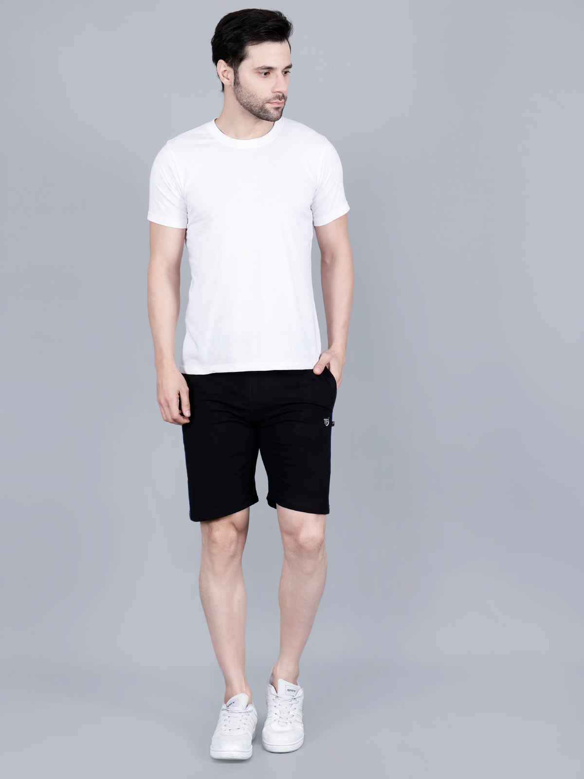 Texfro Men's Solid Knee Length Relaxed & Regular Shorts with Side Pockets | Black - L