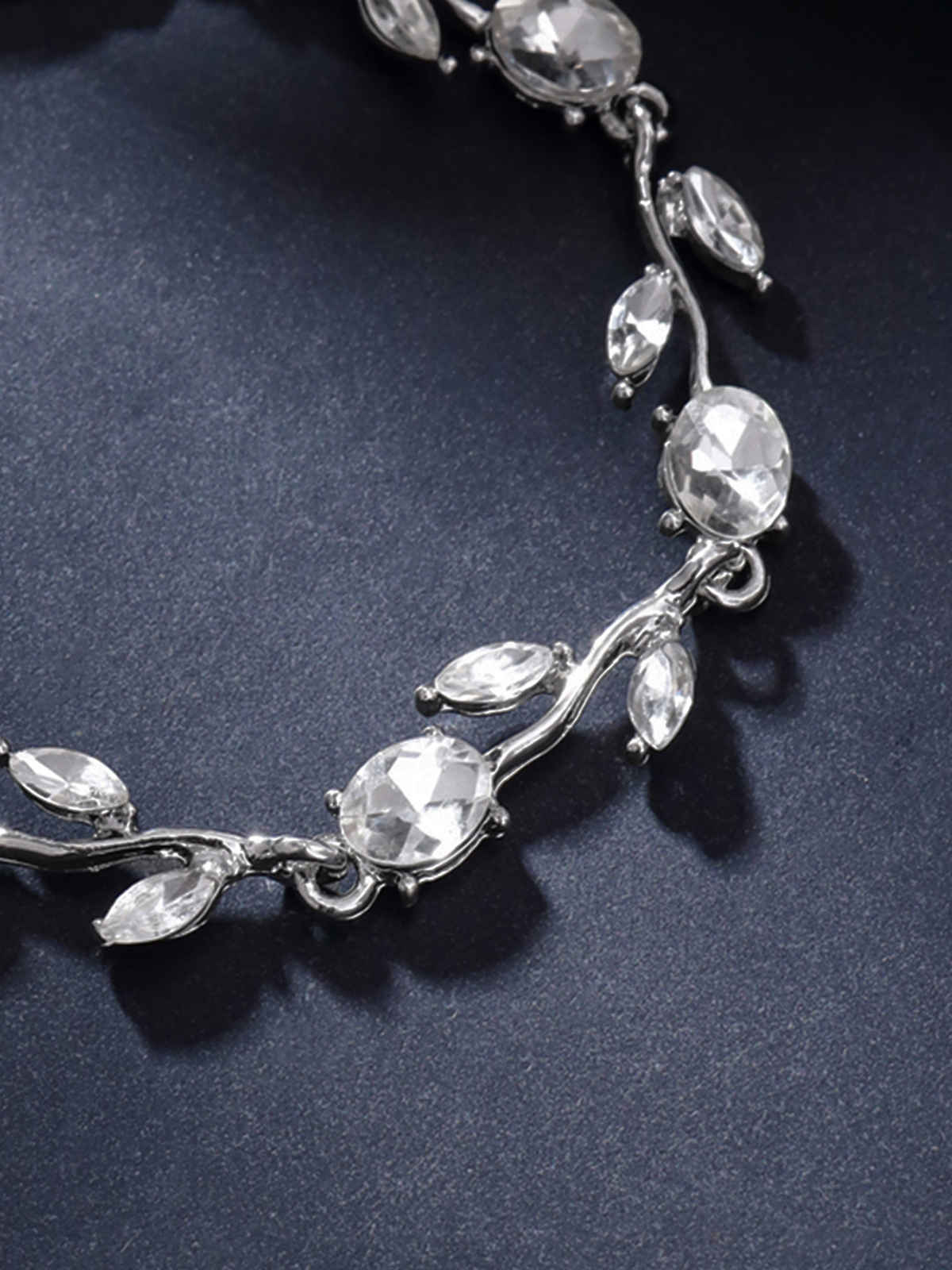 Yellow Chimes Women Cubic Zirconia Studded Silver-Plated Charm Bracelet