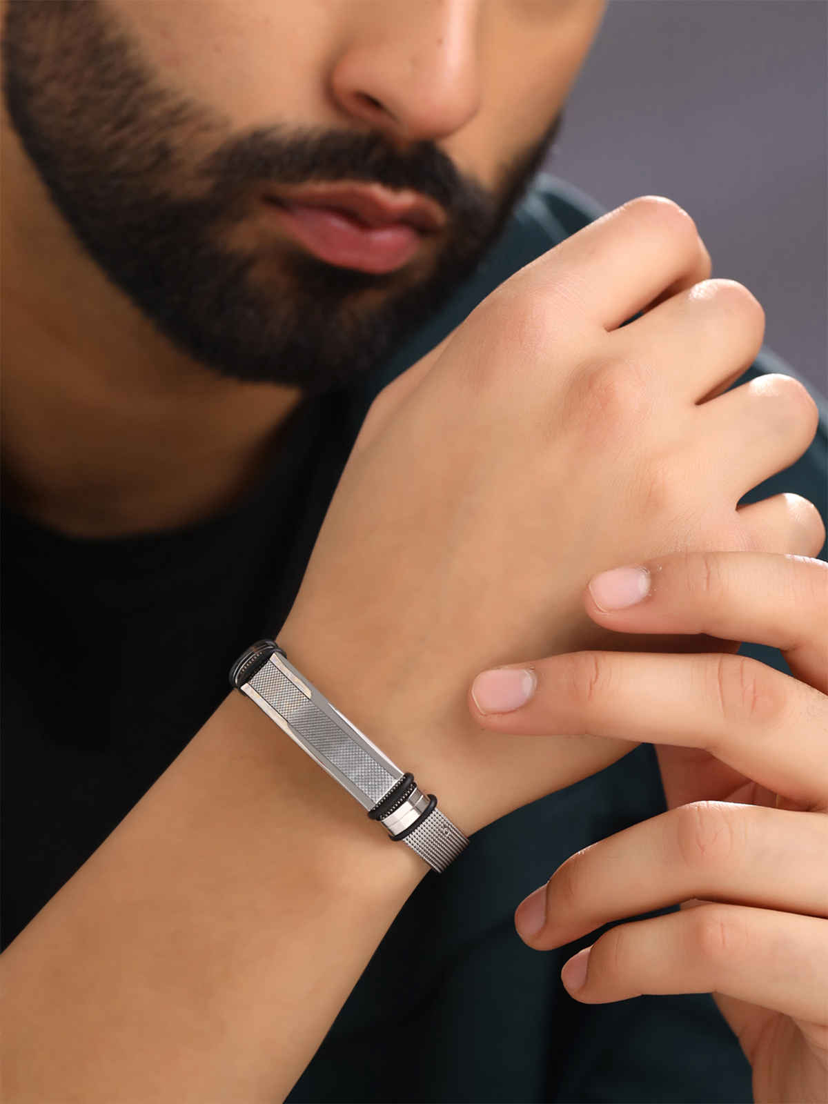 Yellow Chimes Casual Wear Printed Wristband Bracelet for Men