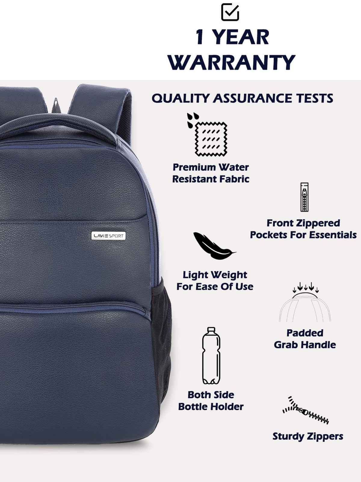 Lavie Sport Mode Gear 30L Laptop Backpack For Men & Women (Navy)