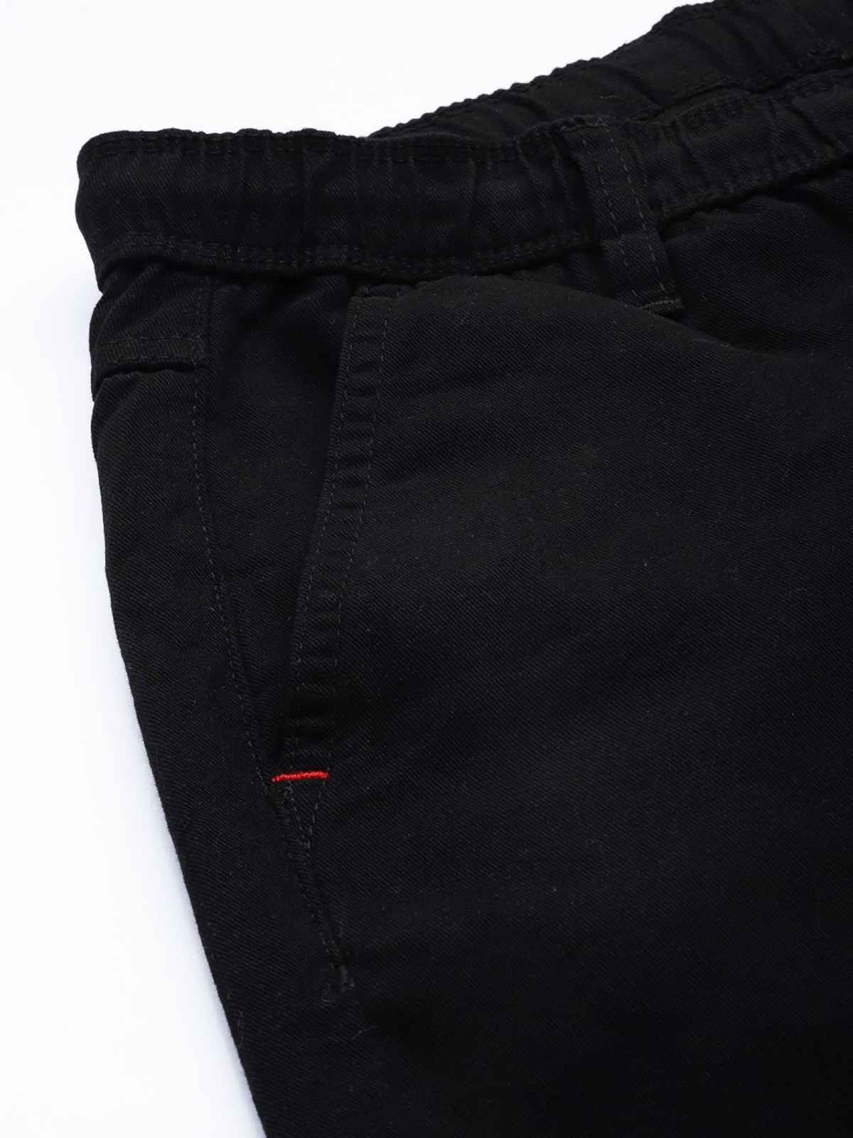 The Indian Garage Co Men's Slim Fit Solid Casual Joggers | Black - 30
