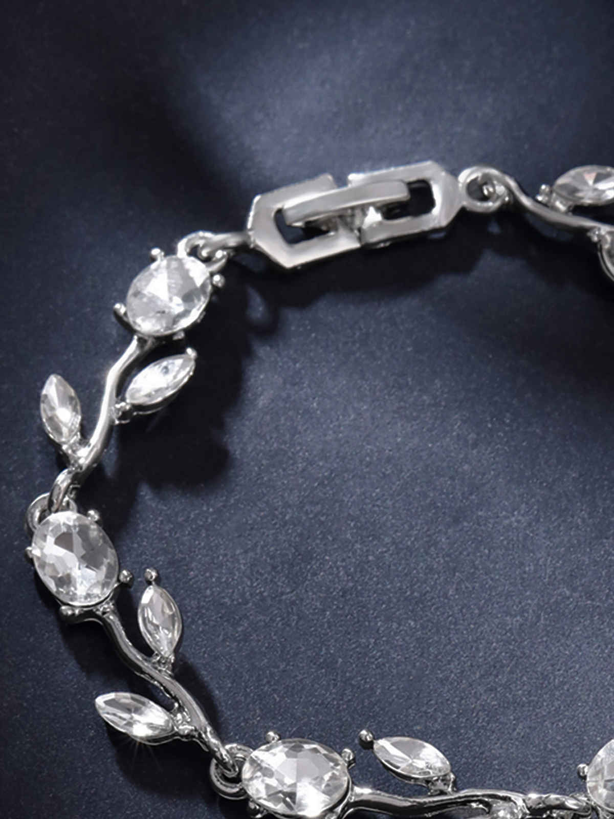 Yellow Chimes Women Cubic Zirconia Studded Silver-Plated Charm Bracelet