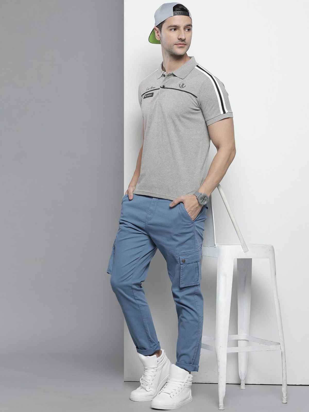 The Indian Garage Co Men's Slim Fit Solid Casual T-Shirt | Grey - XL