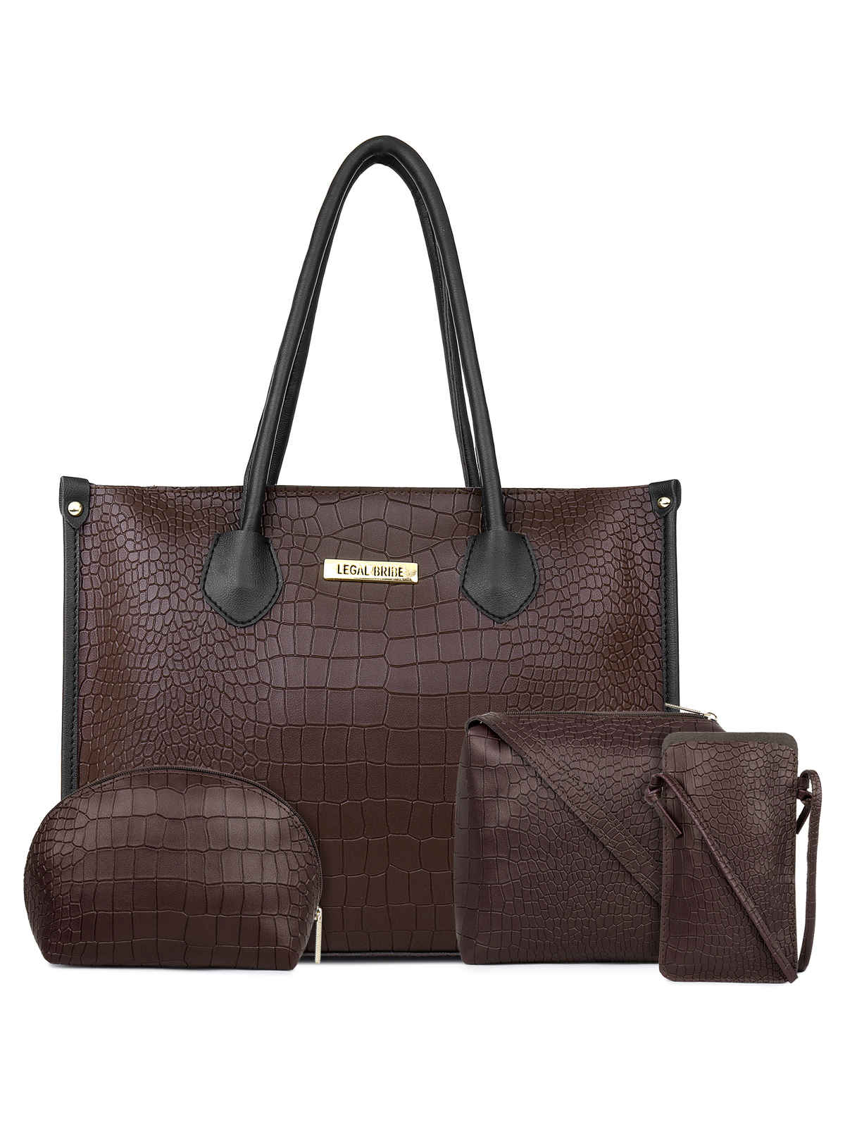 Legal Bribe LB1756 Croc Style Tote Bag Combo Set