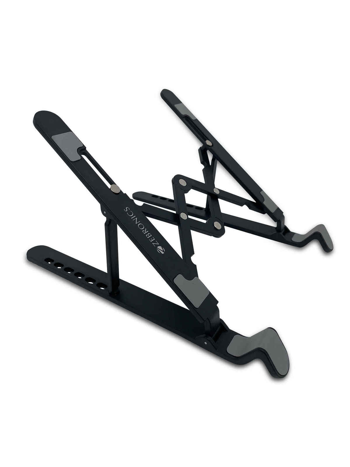 Zebronics NS1500 Laptop Stand Featuring Foldable Design, Anti-Slip Silicone Rubber Pads, Supports Maximum of 5kgs Weight Tabletop - Black