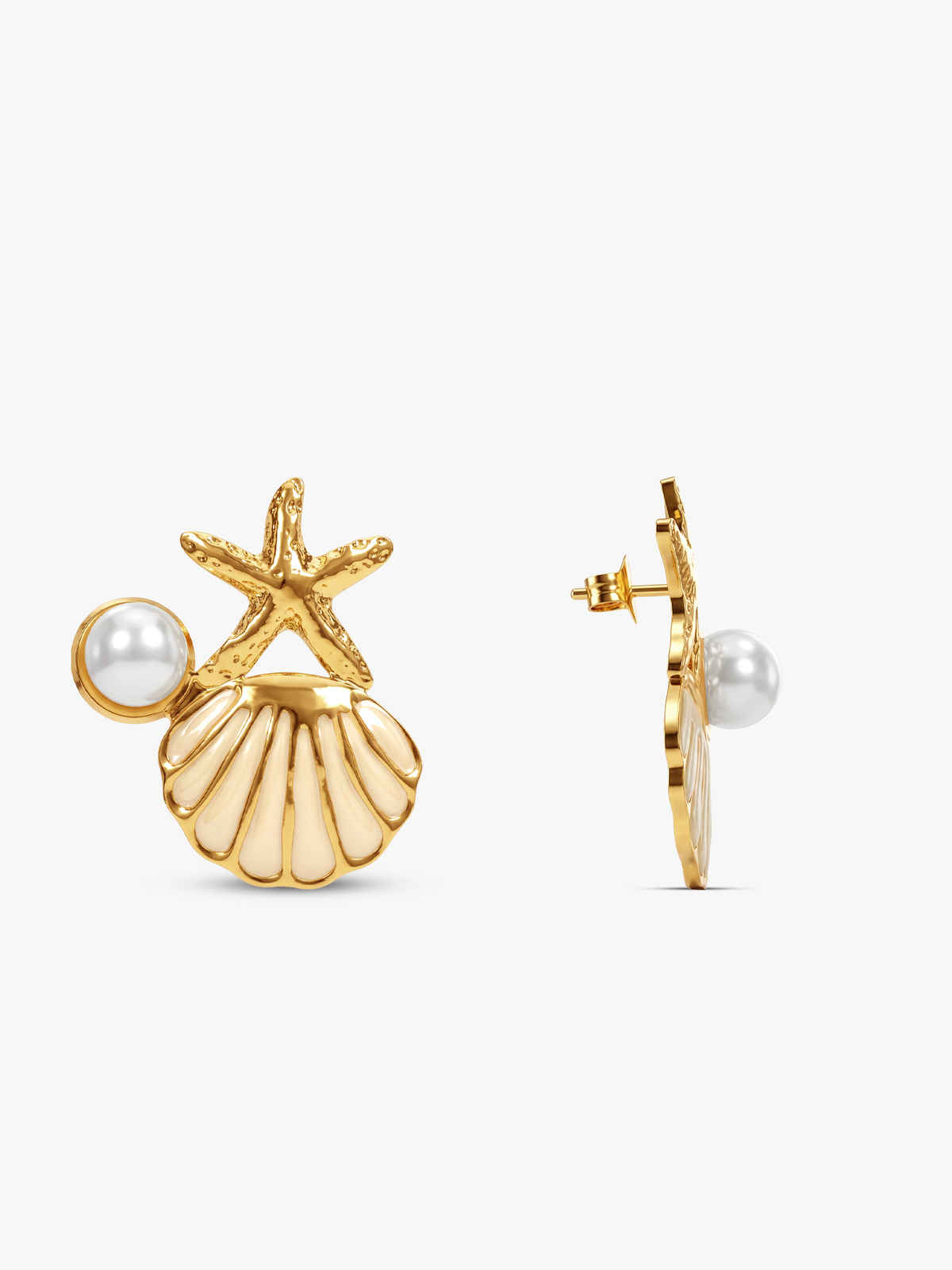OnnMe By Giva Starfish Pearl Gold Plated Earrings | Waterproof And Anti-Tarnish | OMER0166